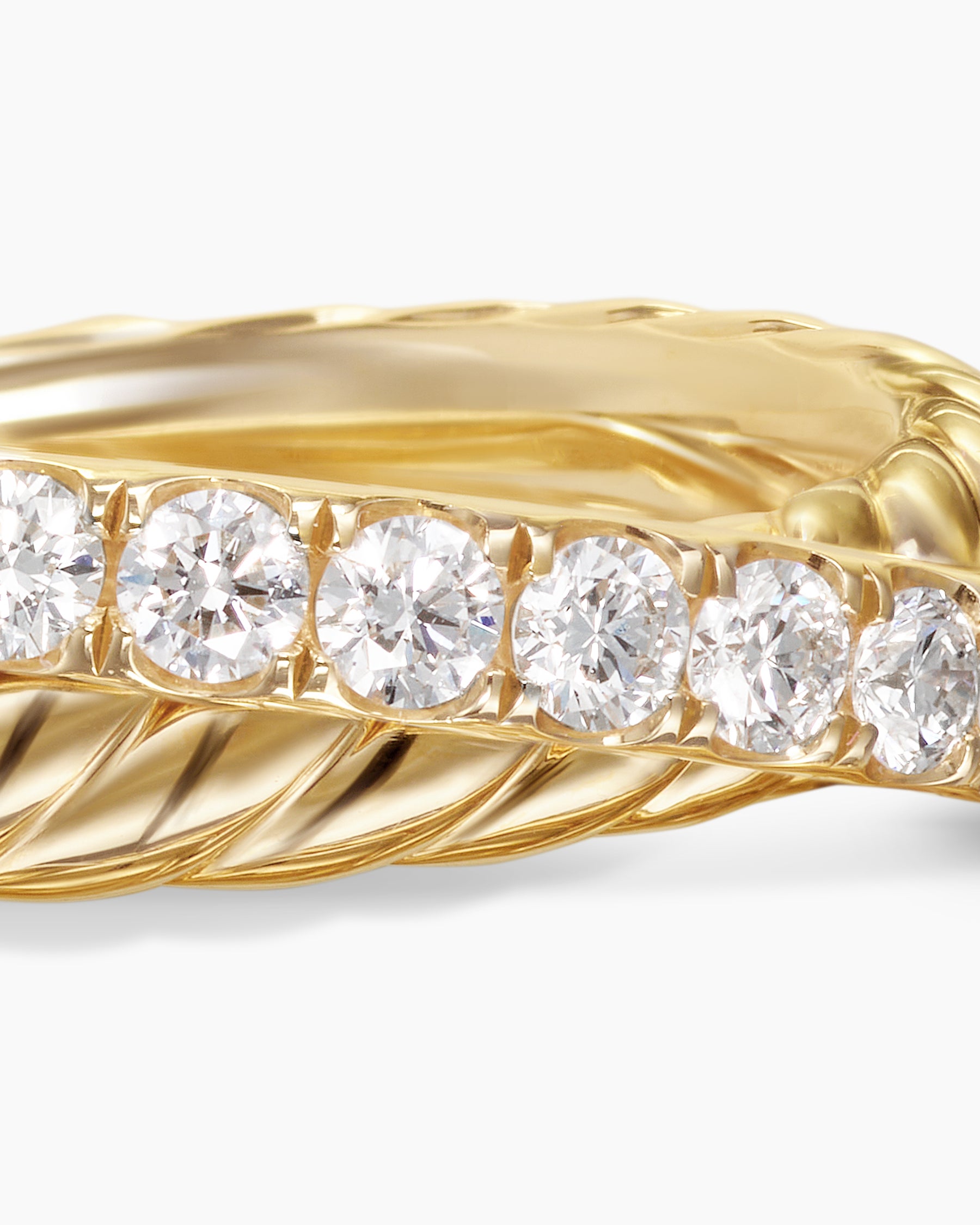 Crossover Two Row Ring in 18K Yellow Gold with Diamonds, 5mm - Image 7