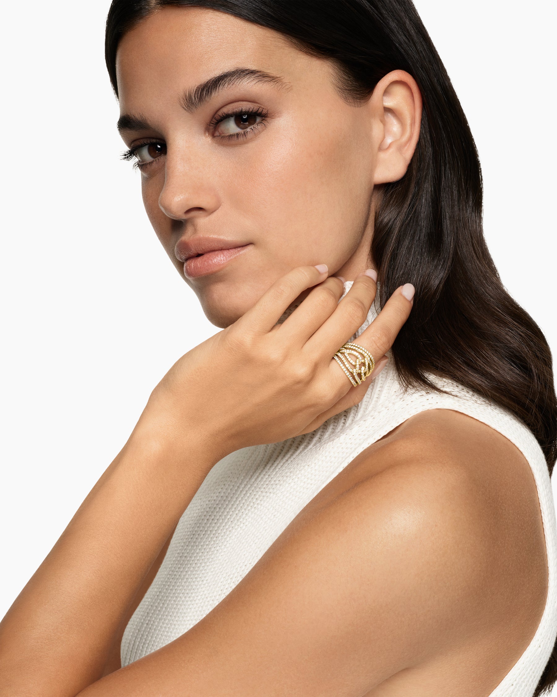 Alternative view of Wisteria Dome Ring in 18K Yellow Gold with Diamonds, 19.3mm