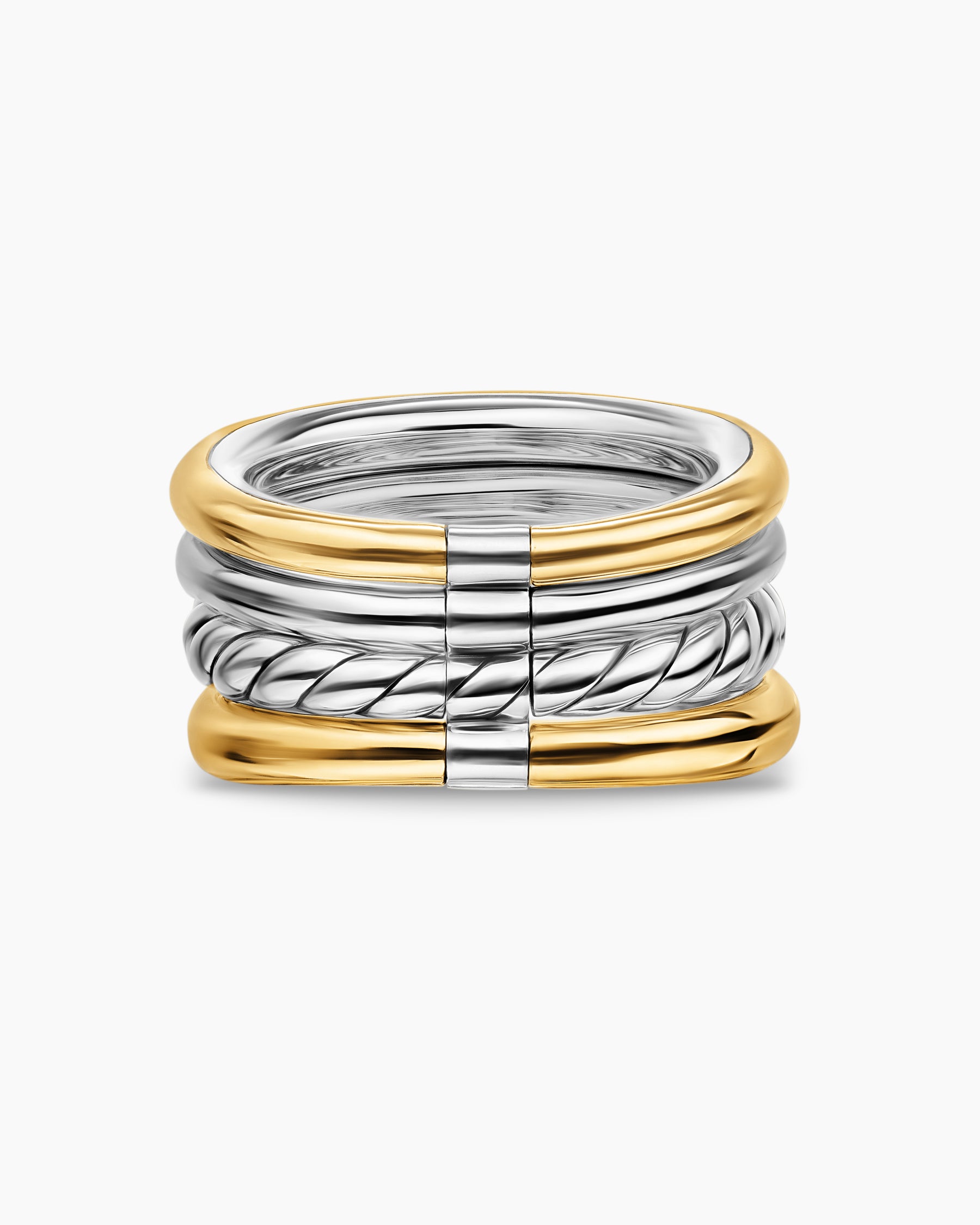 DY Mercer Color Four Row Stone Ring in Sterling Silver with 18K Yellow Gold, Champagne Citrine and Diamonds, 14mm - Image 6
