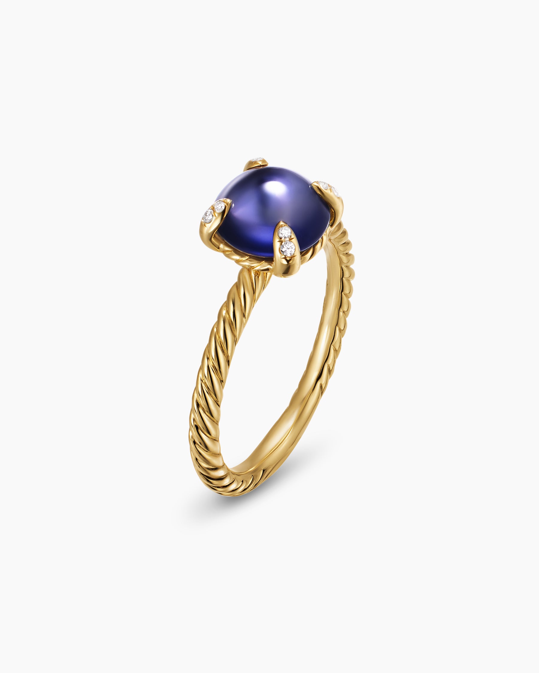 Petite Chatelaine Ring in 18K Yellow Gold with Iolite and Diamonds, 8mm - Image 3