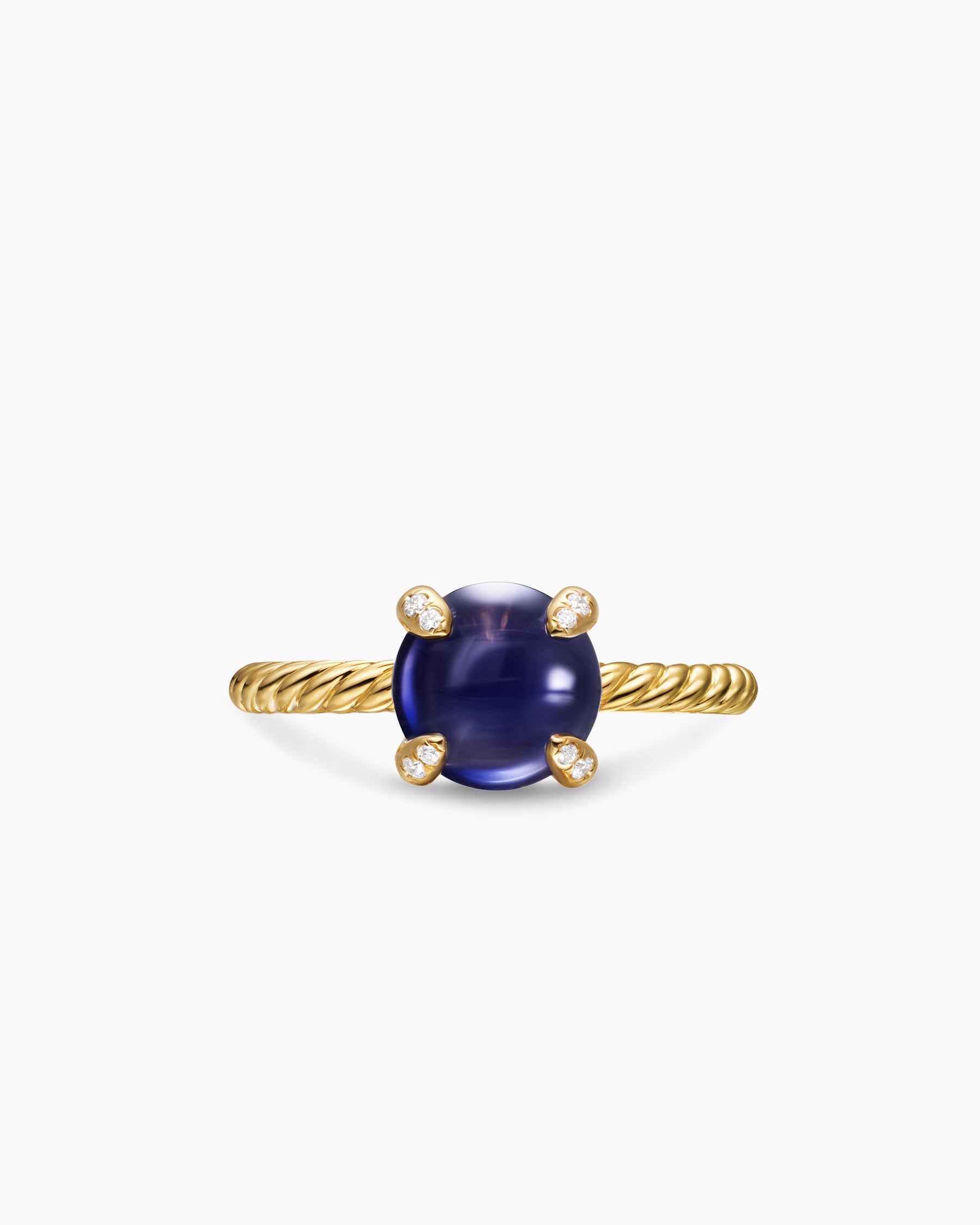 Petite Chatelaine Ring in 18K Yellow Gold with Iolite and Diamonds, 8mm - Image 4