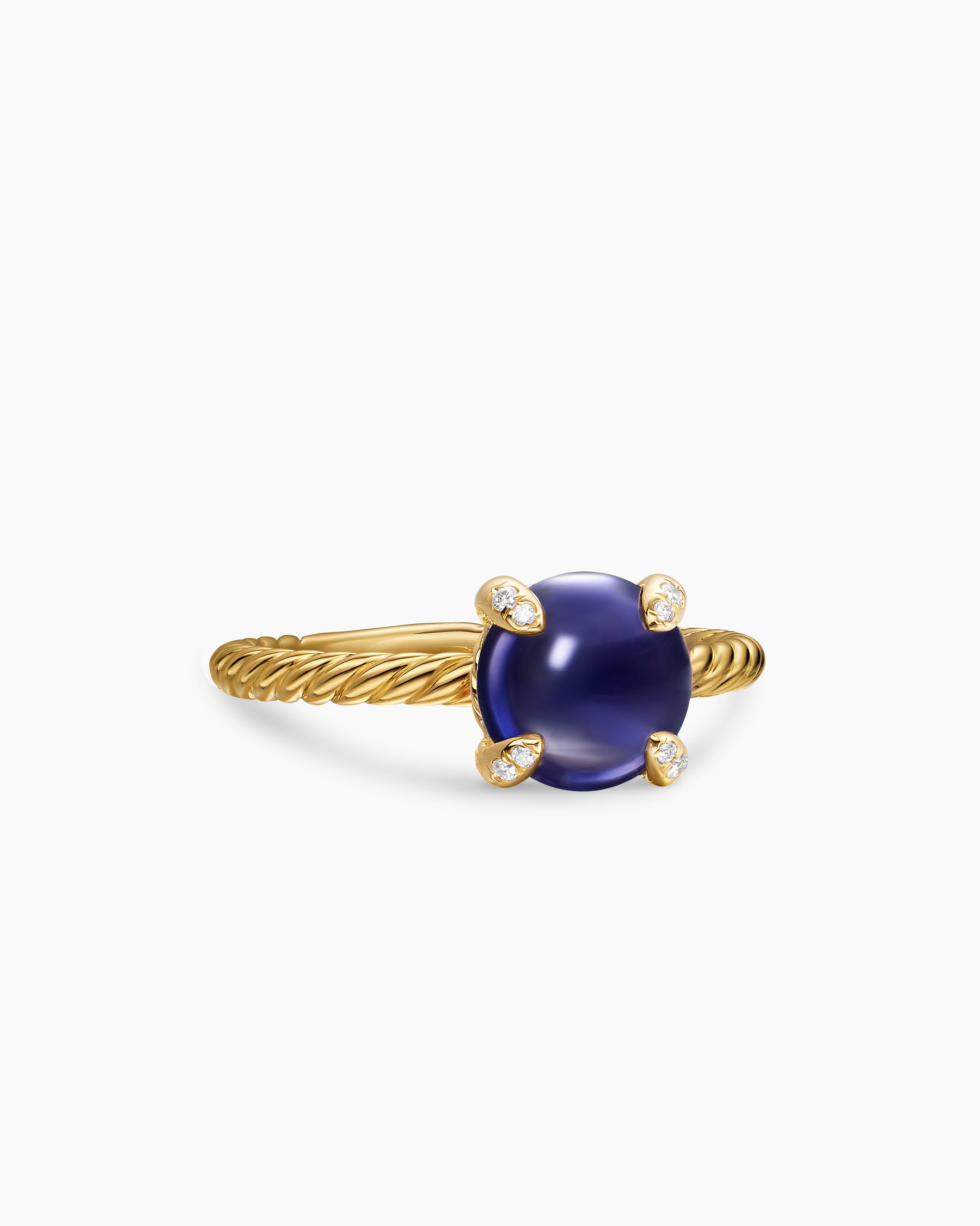 Petite Chatelaine Ring in 18K Yellow Gold with Iolite and Diamonds, 8mm