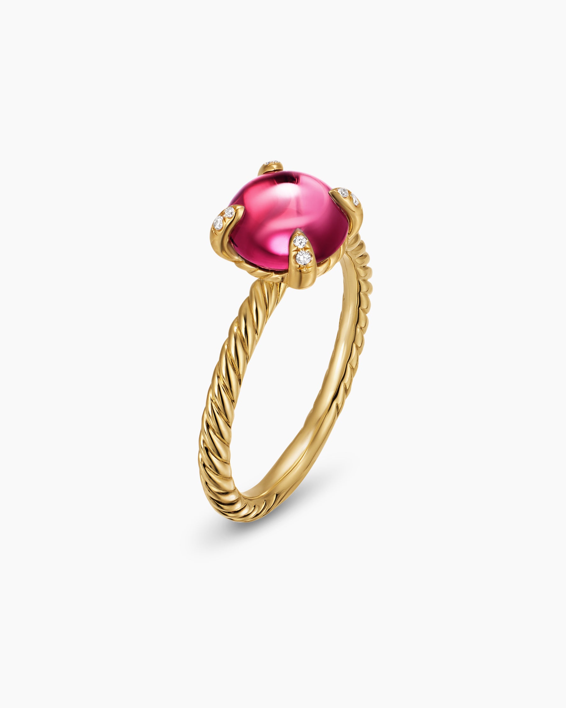 Petite Chatelaine Ring in 18K Yellow Gold with Rhodolite Garnet and Diamonds, 8mm - Image 3