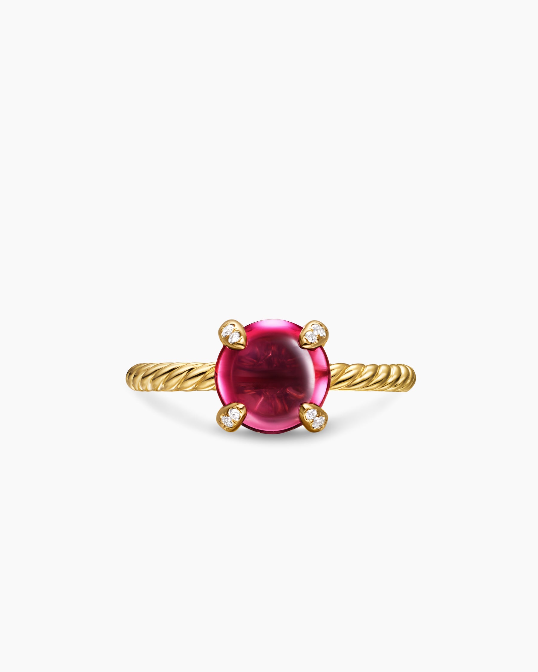 Petite Chatelaine Ring in 18K Yellow Gold with Rhodolite Garnet and Diamonds, 8mm - Image 4