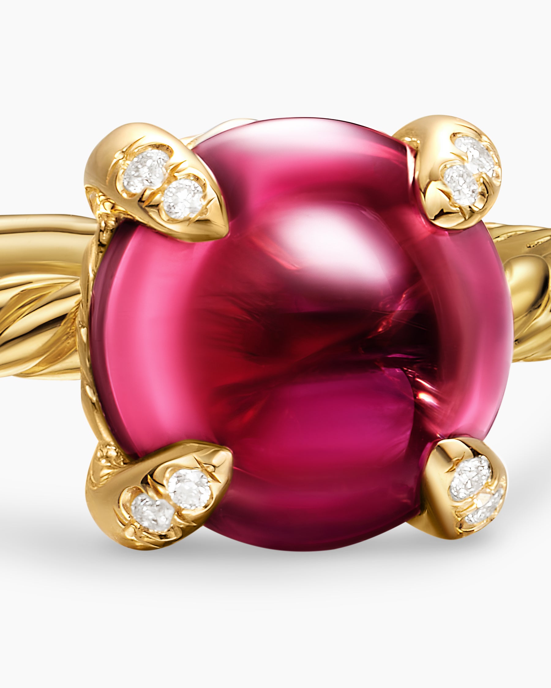 Petite Chatelaine Ring in 18K Yellow Gold with Rhodolite Garnet and Diamonds, 8mm - Image 5