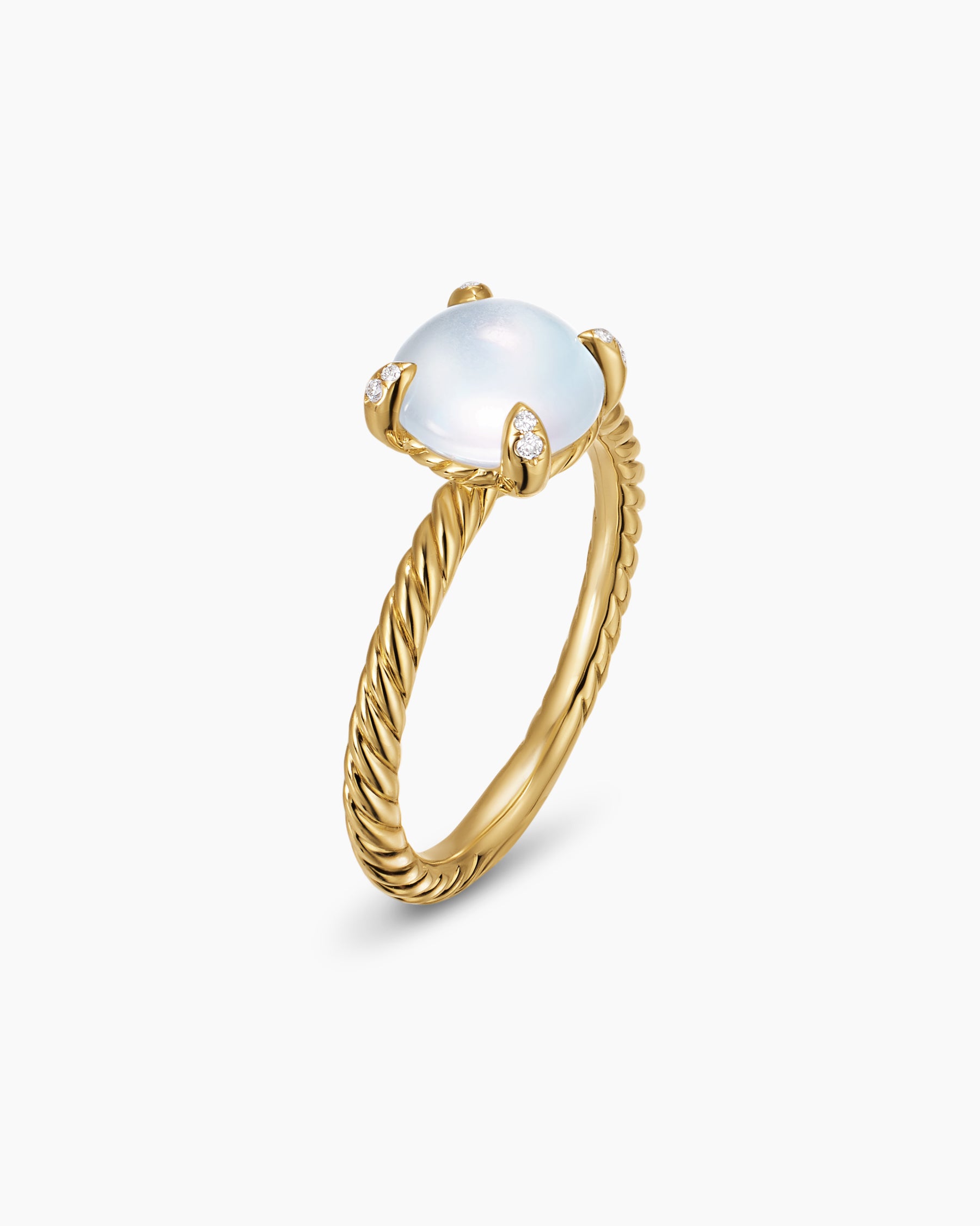 Petite Chatelaine Ring in 18K Yellow Gold with Blue Moonstone and Diamonds, 8mm - Image 3