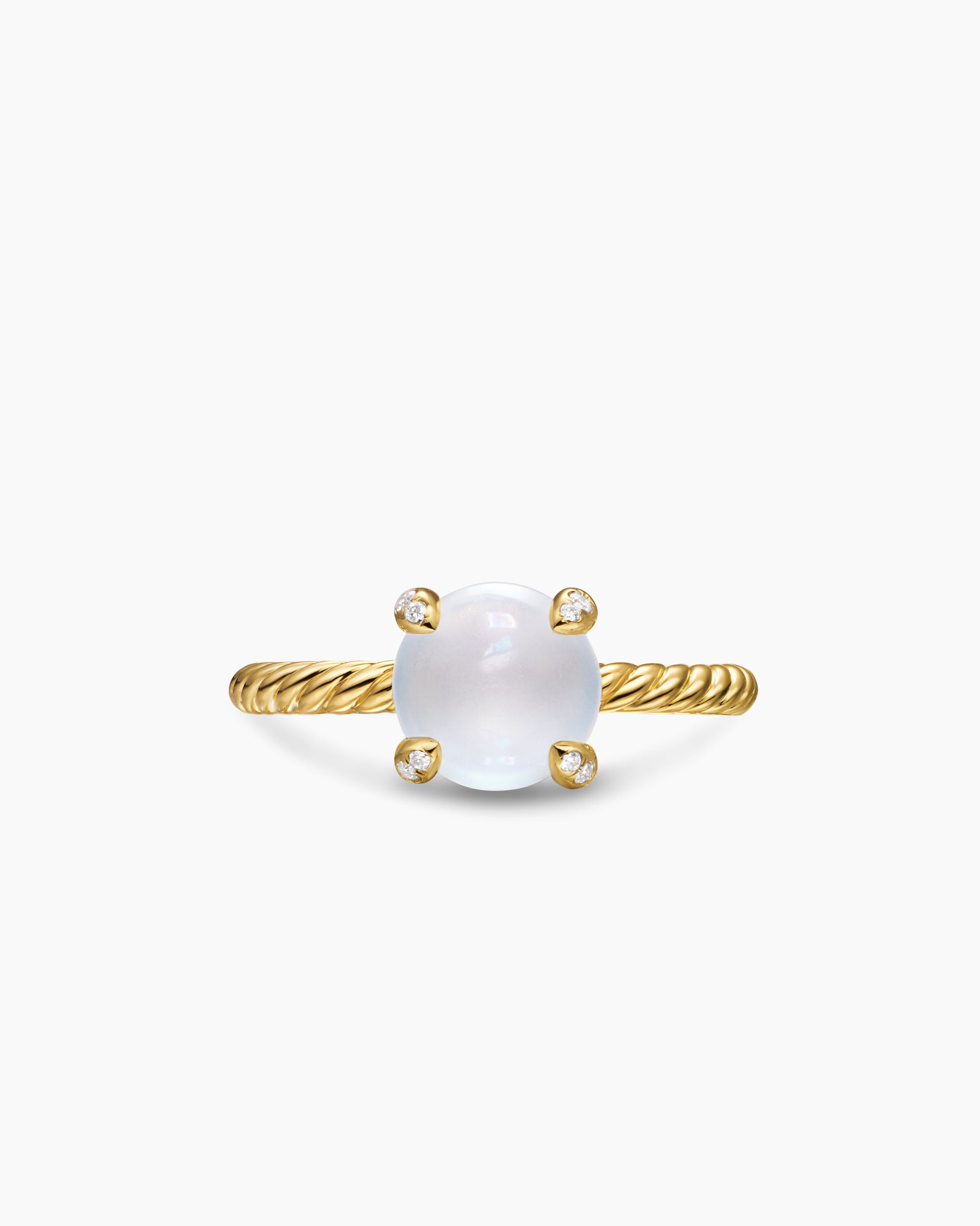Petite Chatelaine Ring in 18K Yellow Gold with Blue Moonstone and Diamonds, 8mm - Image 4