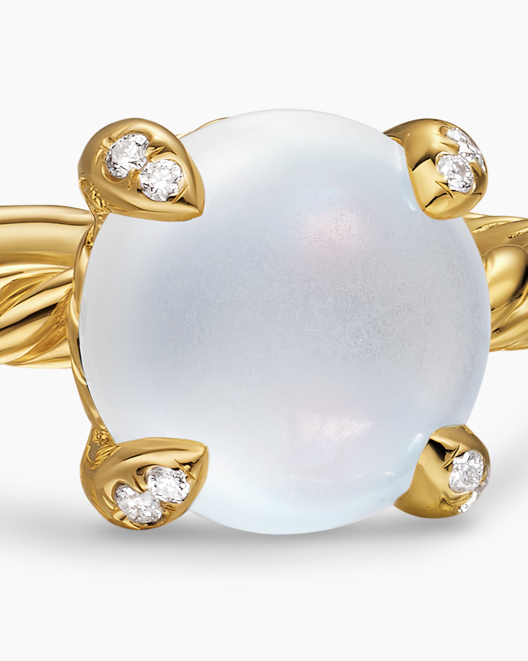 Petite Chatelaine Ring in 18K Yellow Gold with Blue Moonstone and Diamonds, 8mm - Image 5