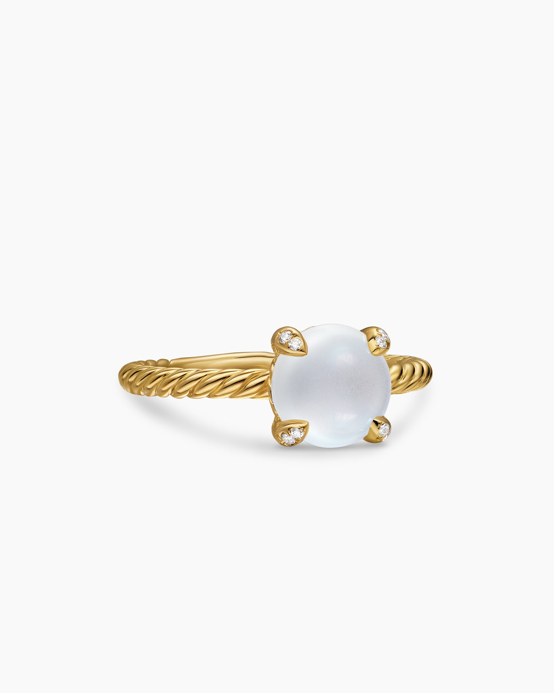 Petite Chatelaine Ring in 18K Yellow Gold with Blue Moonstone and Diamonds, 8mm