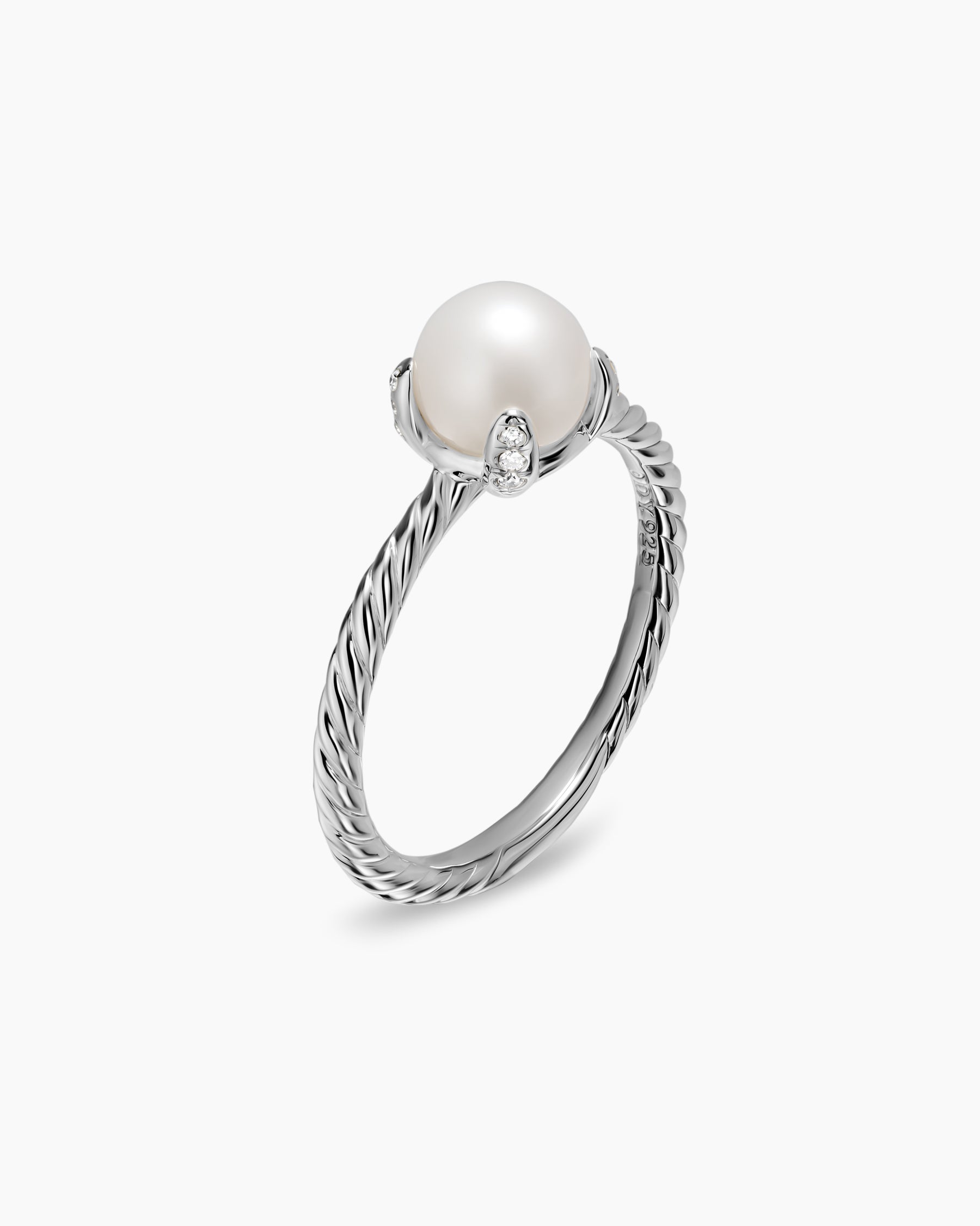 Alternative view of Pearl Classics Ring in Sterling Silver with Diamonds, 2mm