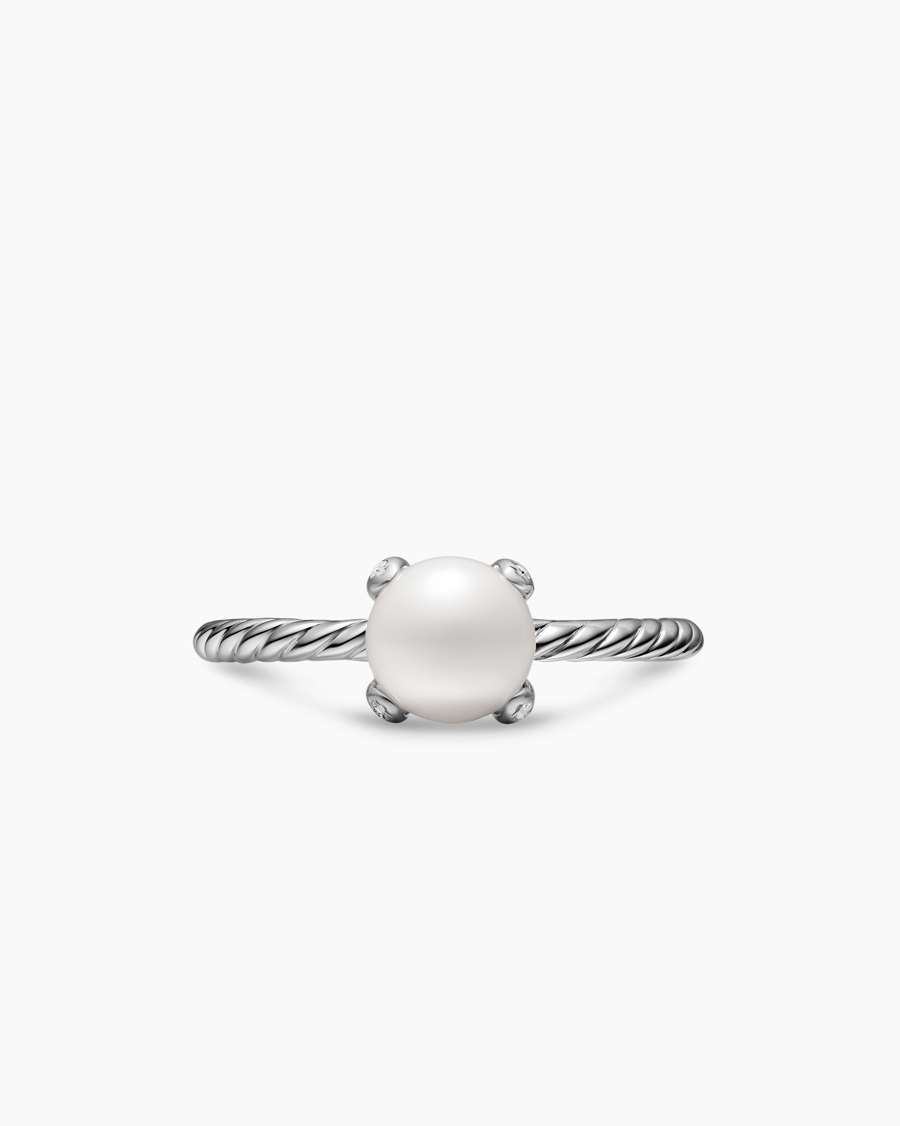 Pearl Classics Ring in Sterling Silver with Diamonds, 2mm - Image 3