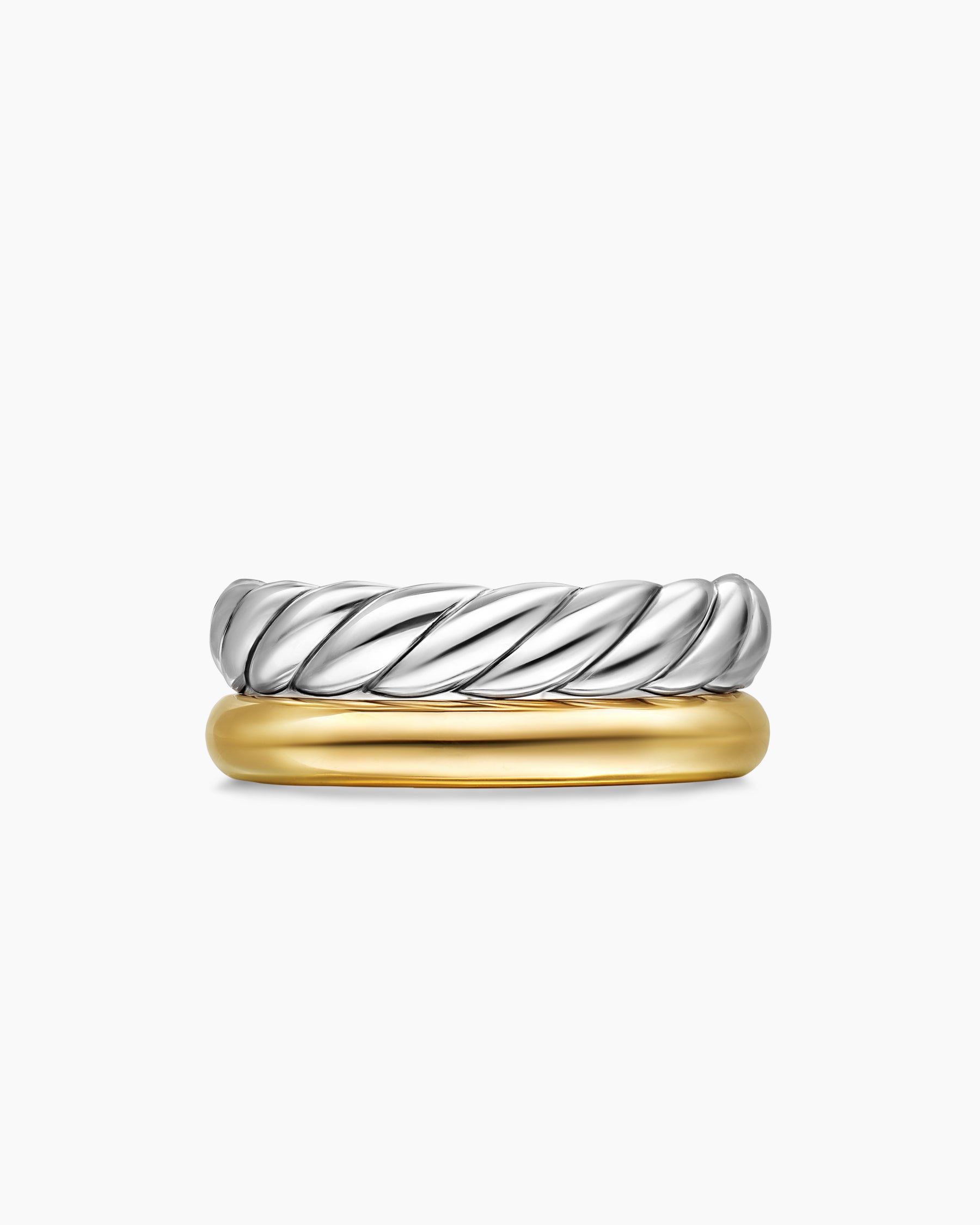DY Mercer Two Row Ring in Sterling Silver with 18K Yellow Gold, 8mm - Image 4