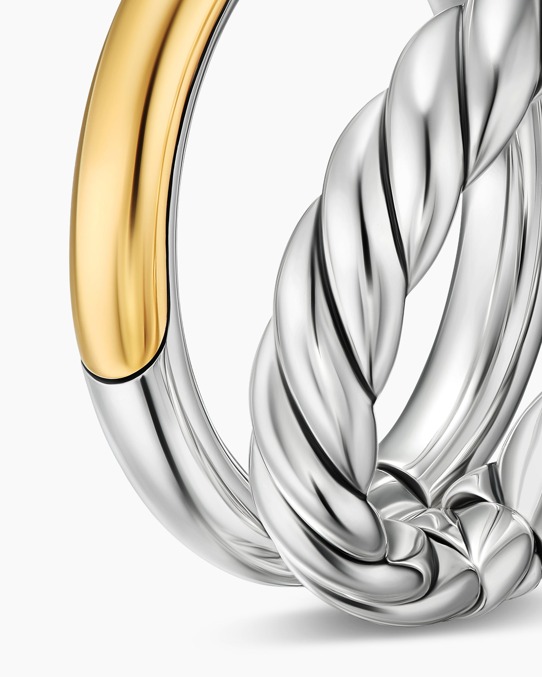 DY Mercer Two Row Ring in Sterling Silver with 18K Yellow Gold, 8mm - Image 5