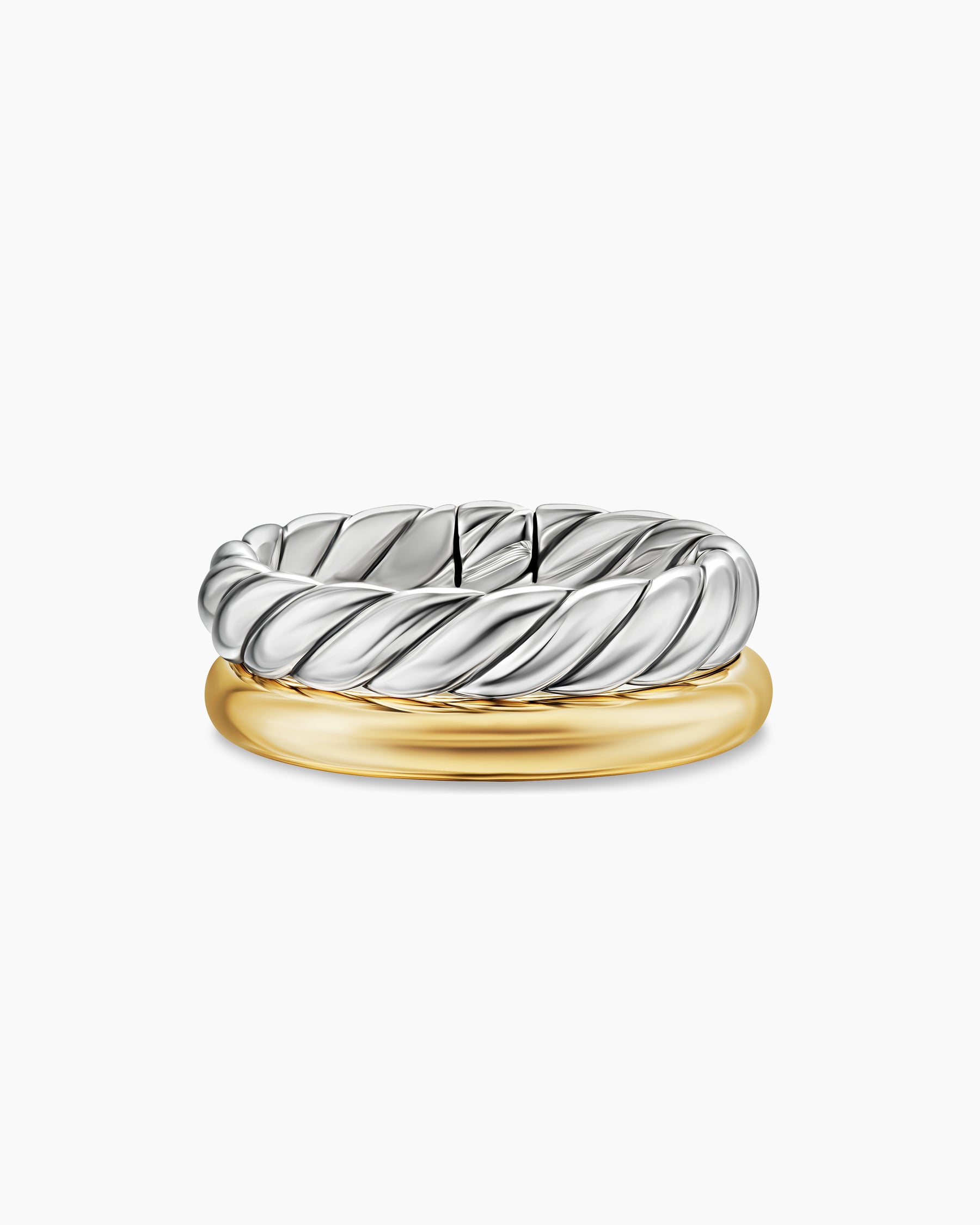 DY Mercer Two Row Ring in Sterling Silver with 18K Yellow Gold, 8mm