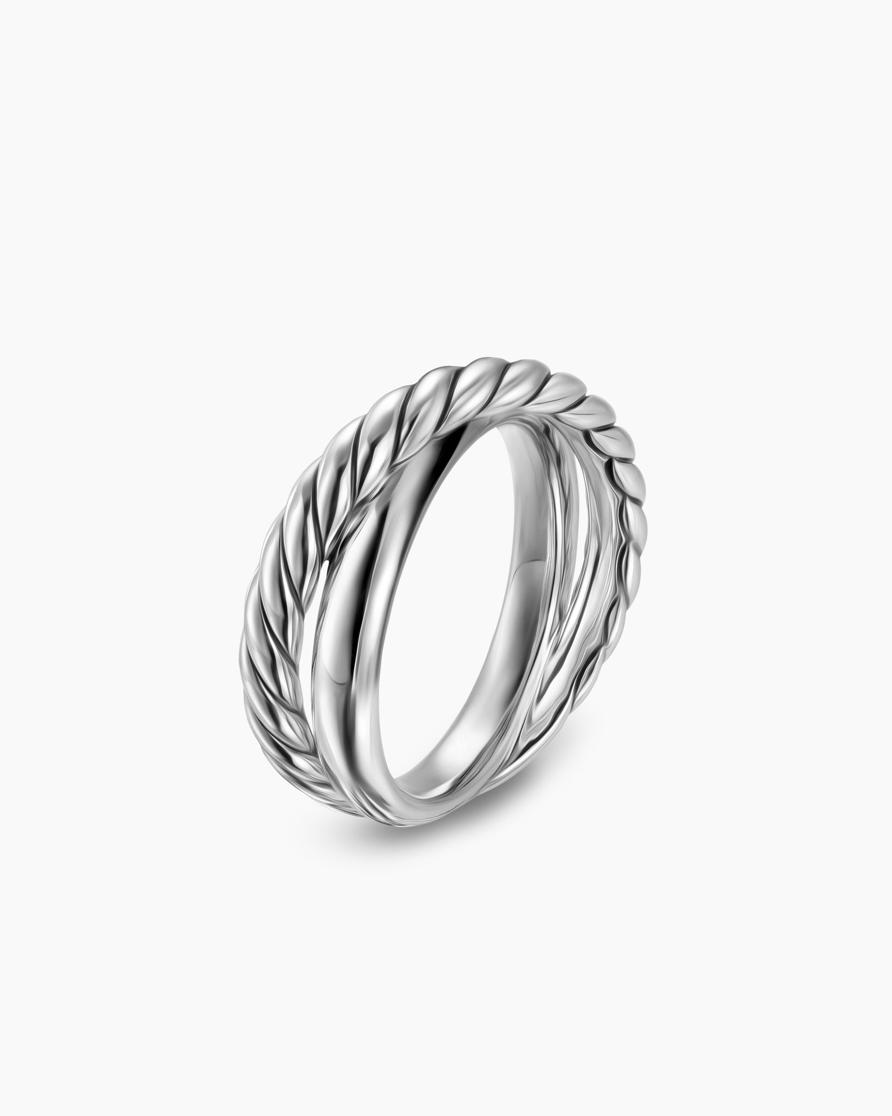 Crossover Two Row Ring in Sterling Silver, 7.4mm - Image 3