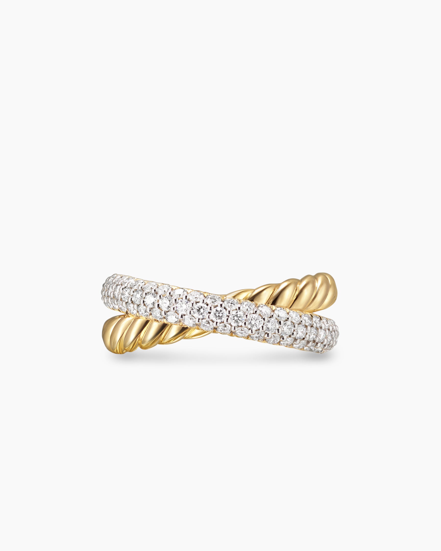 Crossover Two Row Ring in 18K Yellow Gold with Diamonds, 7.4mm - Image 4