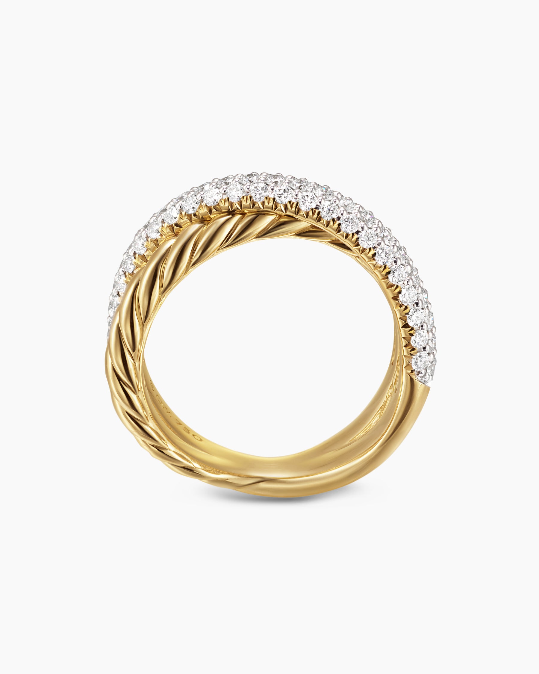 Crossover Two Row Ring in 18K Yellow Gold with Diamonds, 7.4mm - Image 5