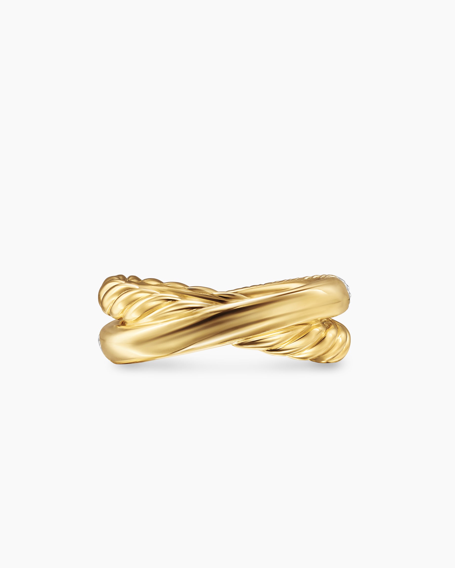 Crossover Two Row Ring in 18K Yellow Gold with Diamonds, 7.4mm - Image 6