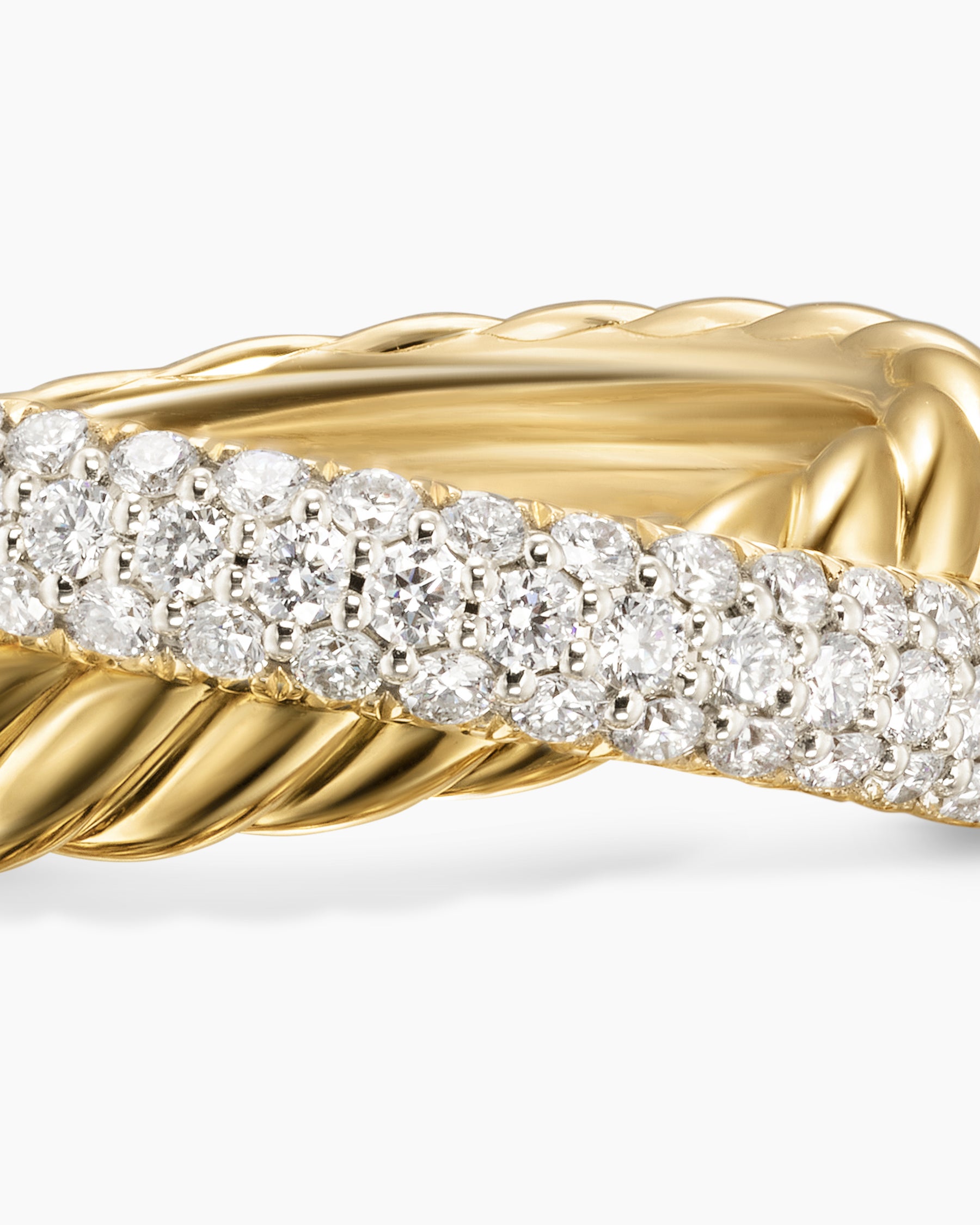 Crossover Two Row Ring in 18K Yellow Gold with Diamonds, 7.4mm - Image 7