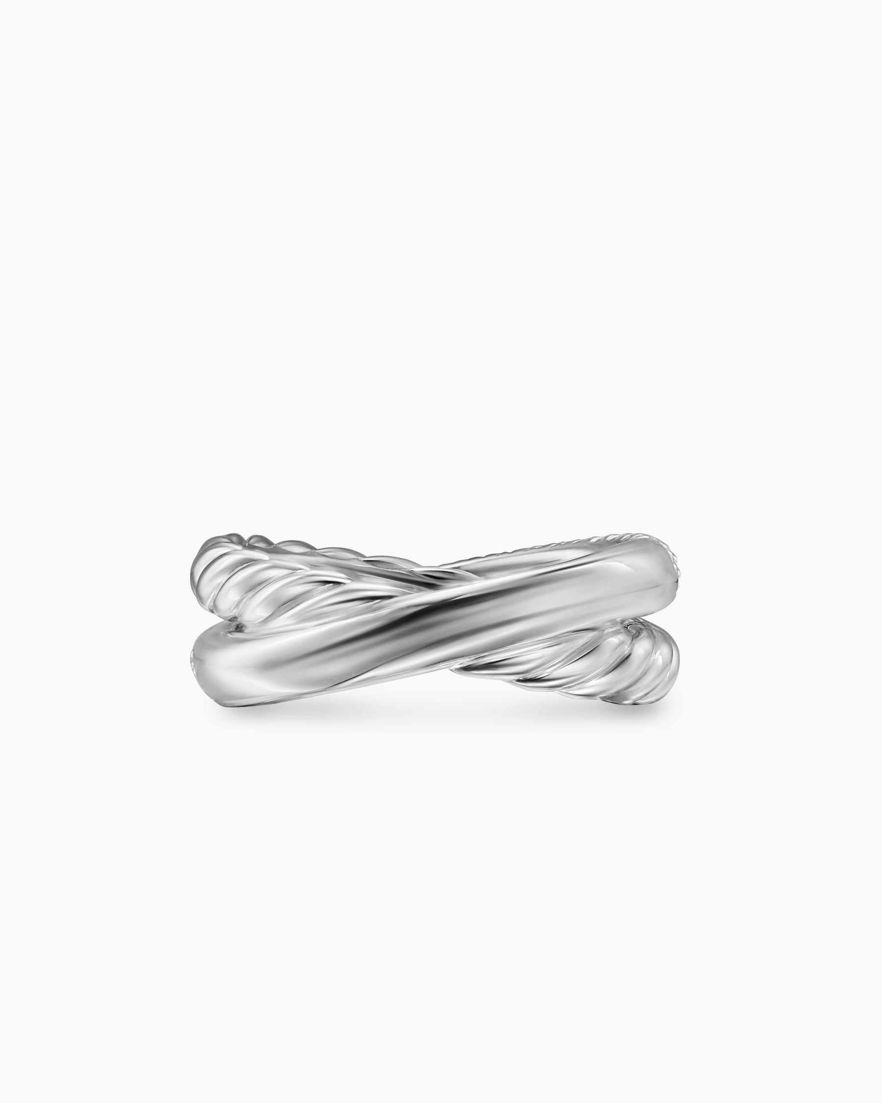 Crossover Two Row Ring in Sterling Silver with Diamonds, 7.4mm - Image 6