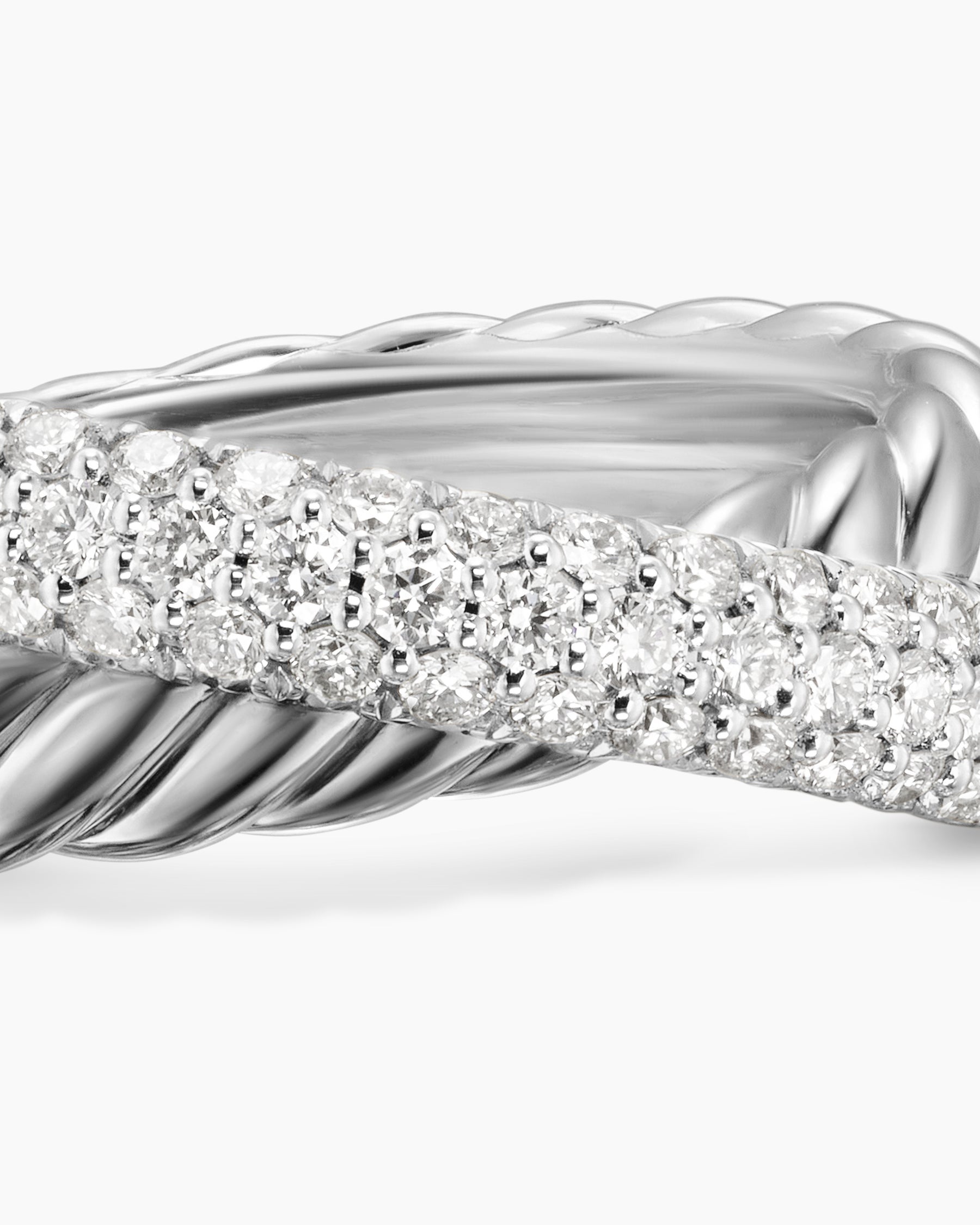 Crossover Two Row Ring in Sterling Silver with Diamonds, 7.4mm - Image 7