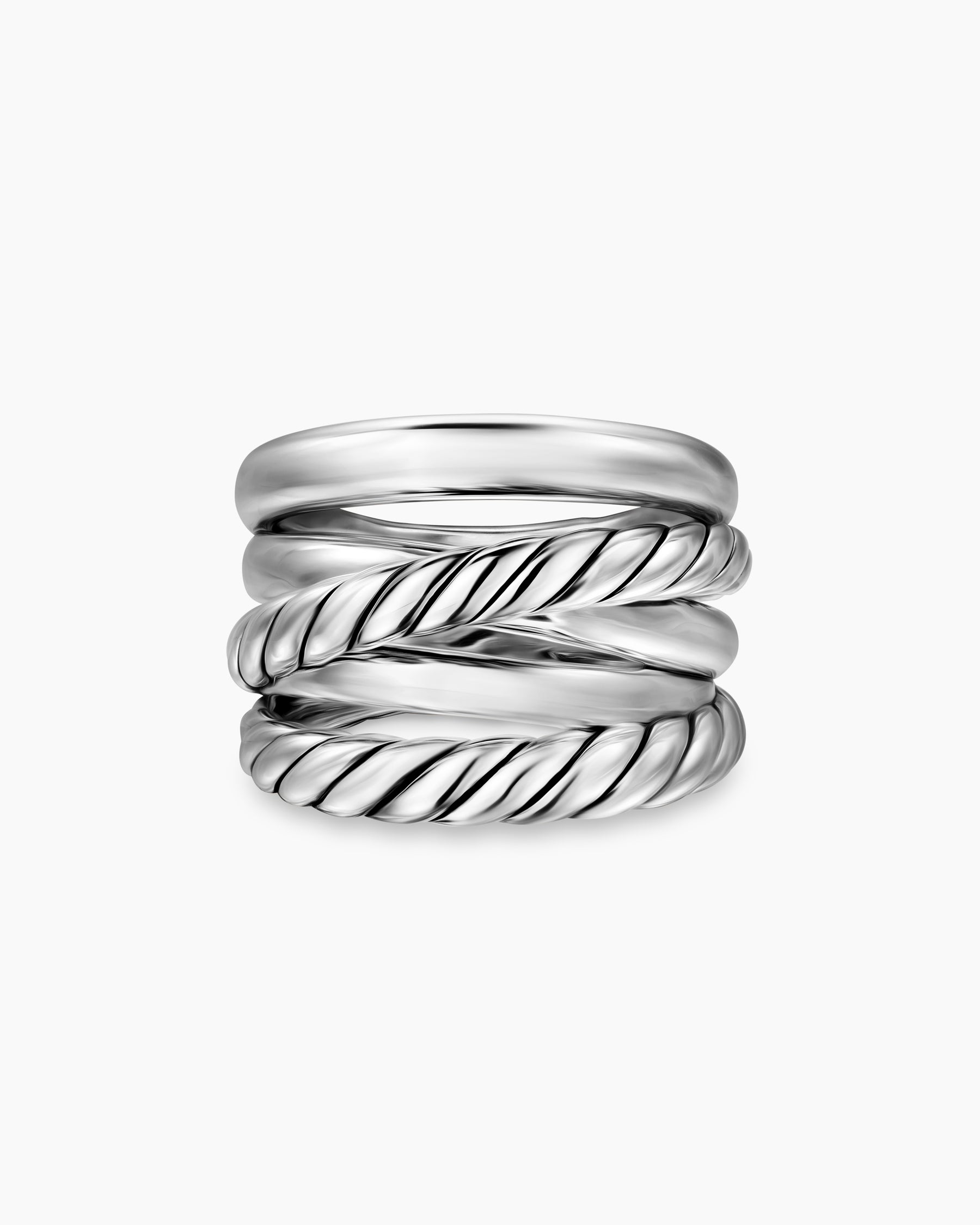 Crossover Five Row Ring in Sterling Silver, 17.5mm - Image 4