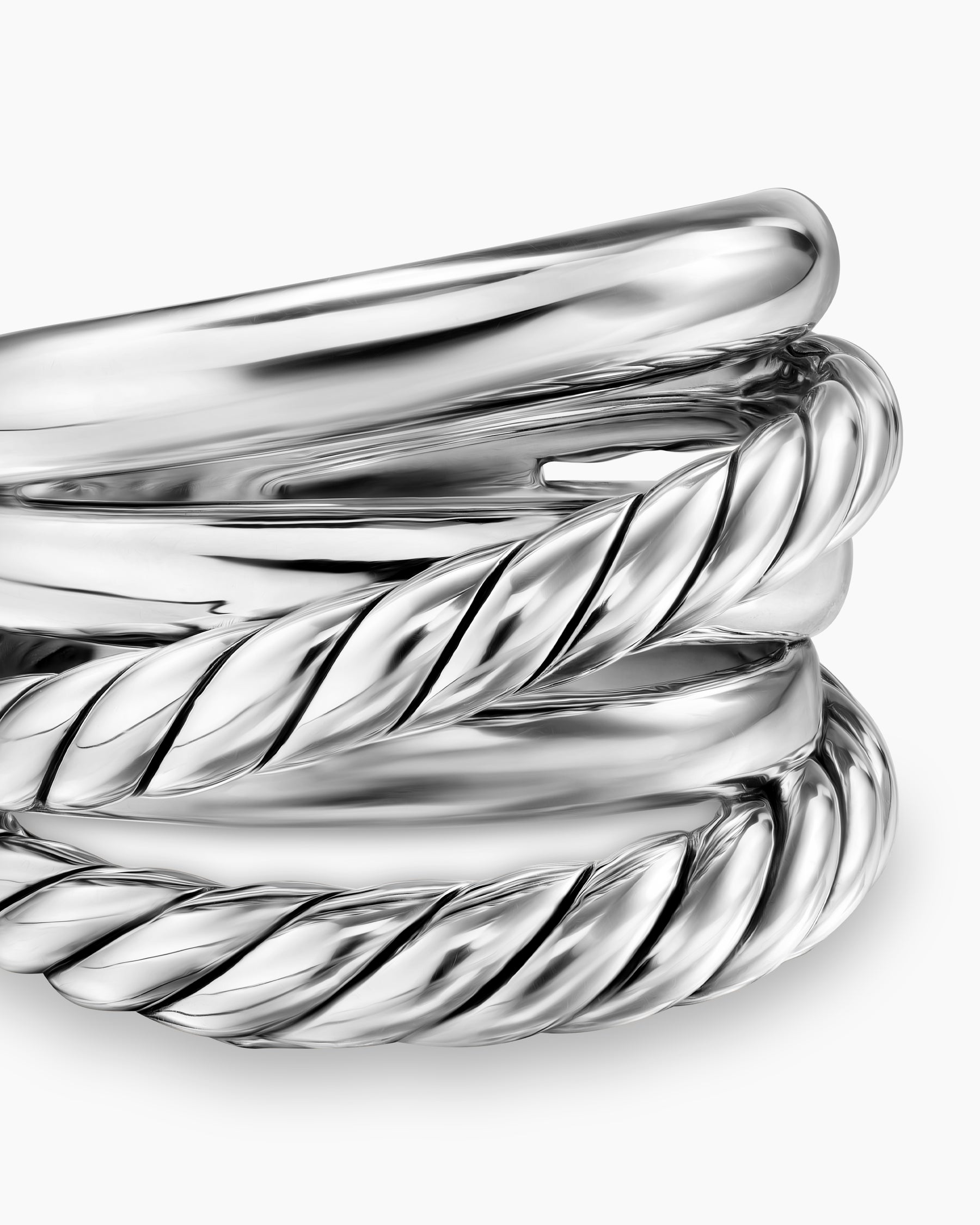 Crossover Five Row Ring in Sterling Silver, 17.5mm - Image 5