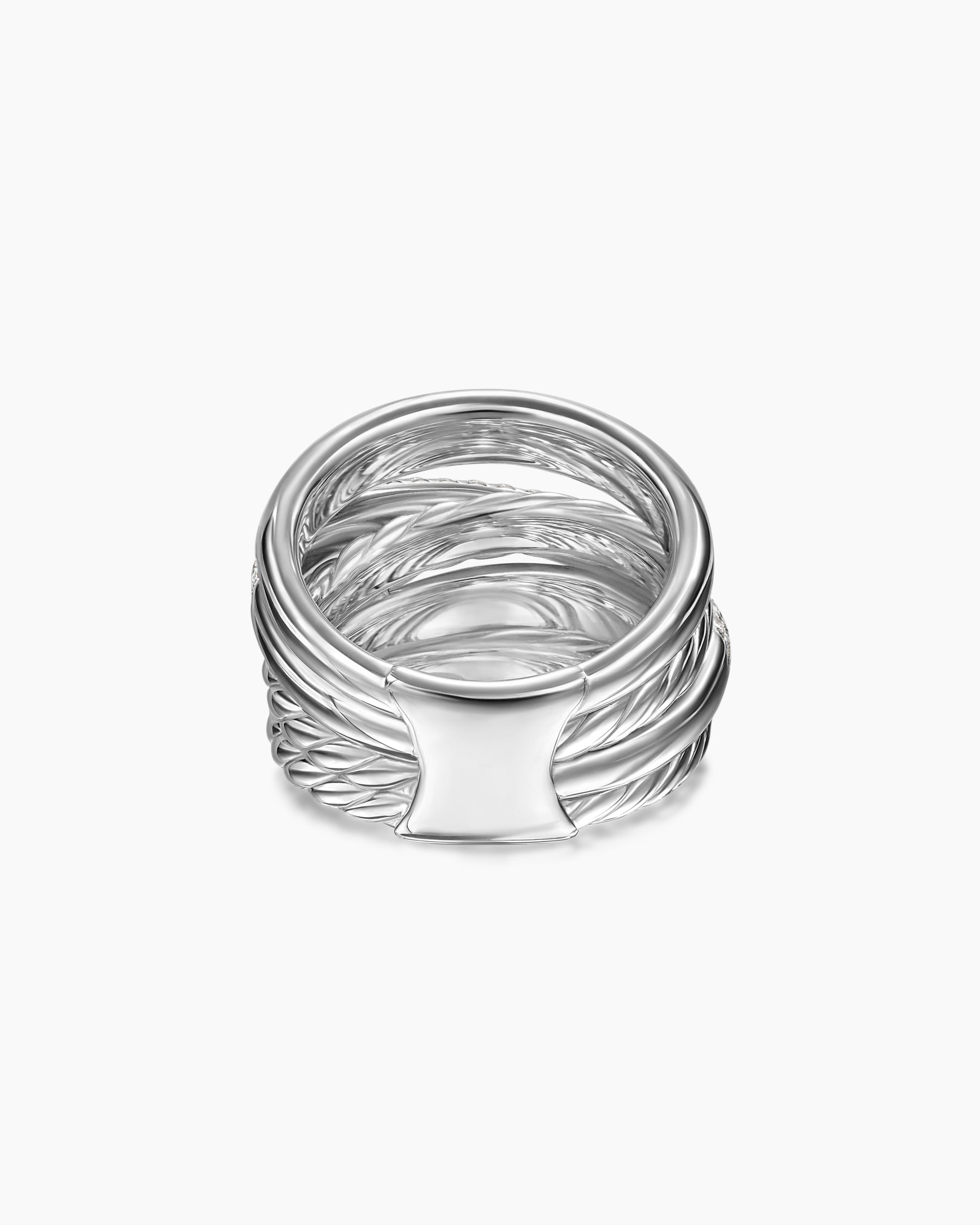 Crossover Five Row Ring in Sterling Silver with Diamonds, 17.5mm - Image 6