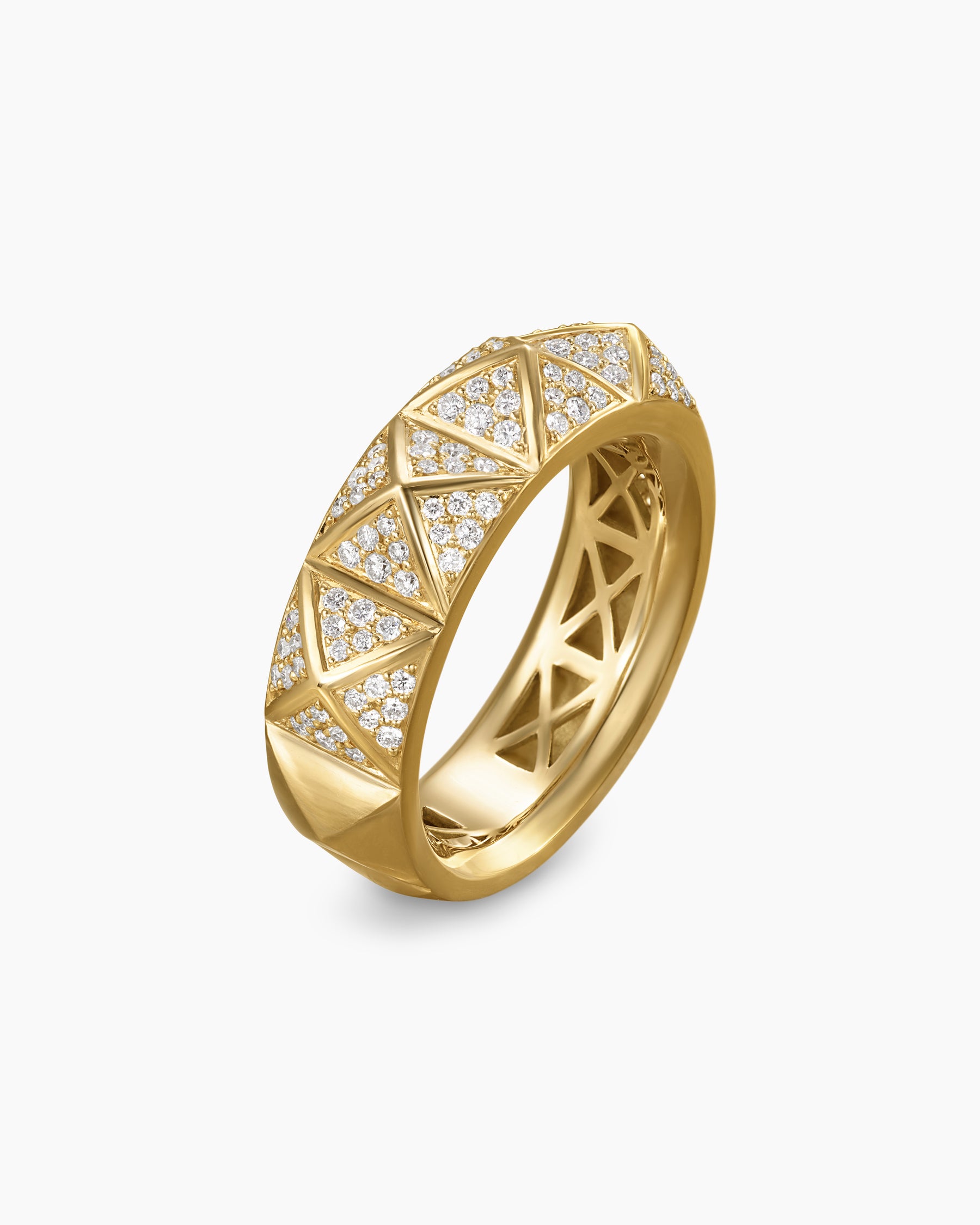 Pyramid Band Ring in 18K Yellow Gold with Diamonds, 6.5mm - Image 3