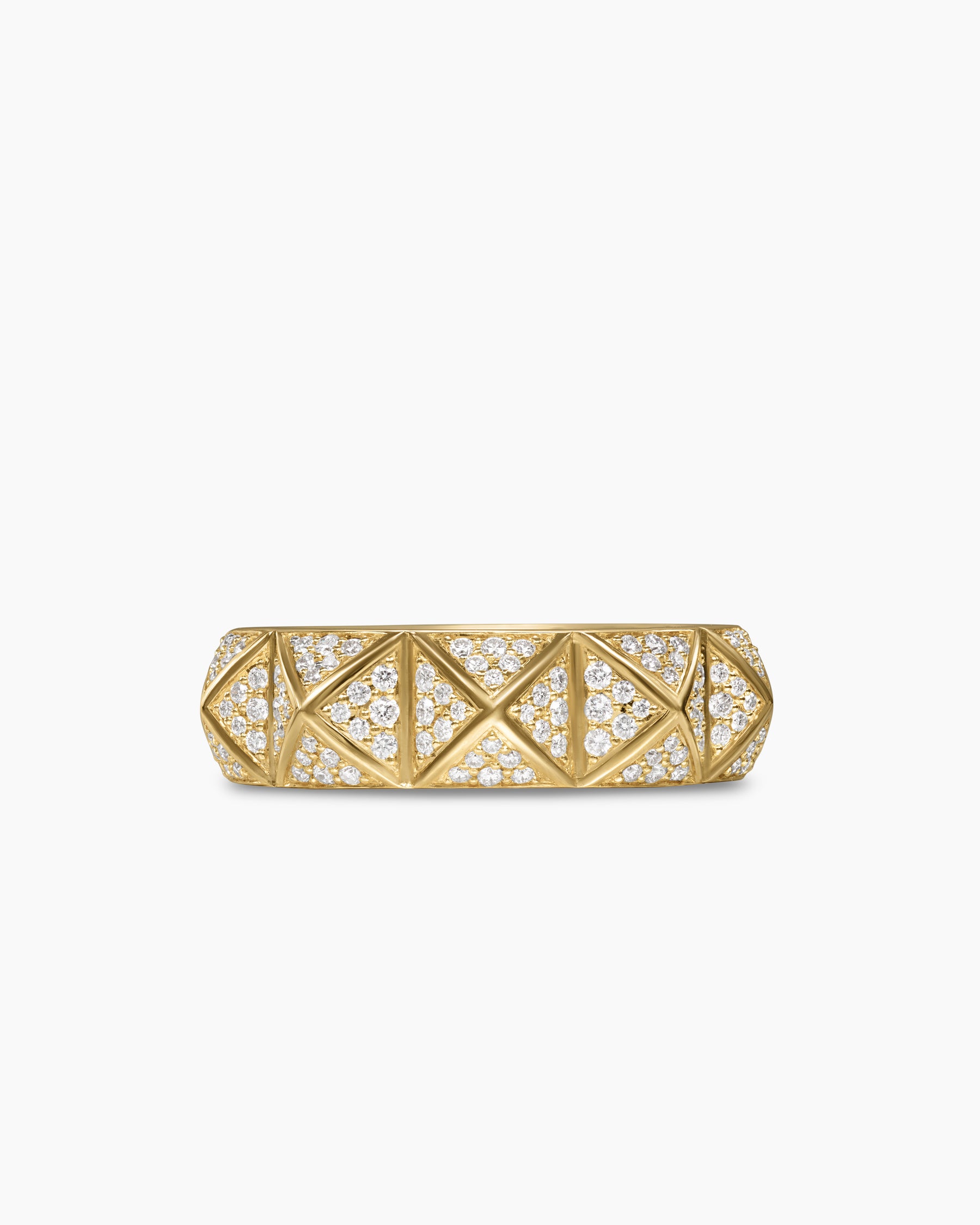Pyramid Band Ring in 18K Yellow Gold with Diamonds, 6.5mm - Image 4