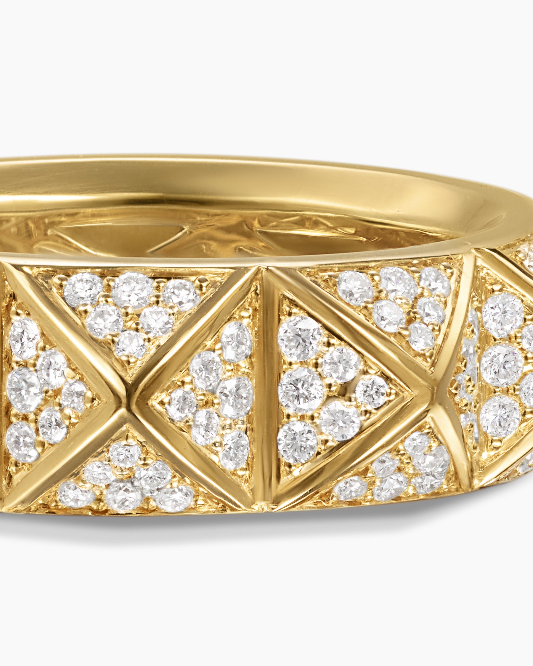 Pyramid Band Ring in 18K Yellow Gold with Diamonds, 6.5mm - Image 5