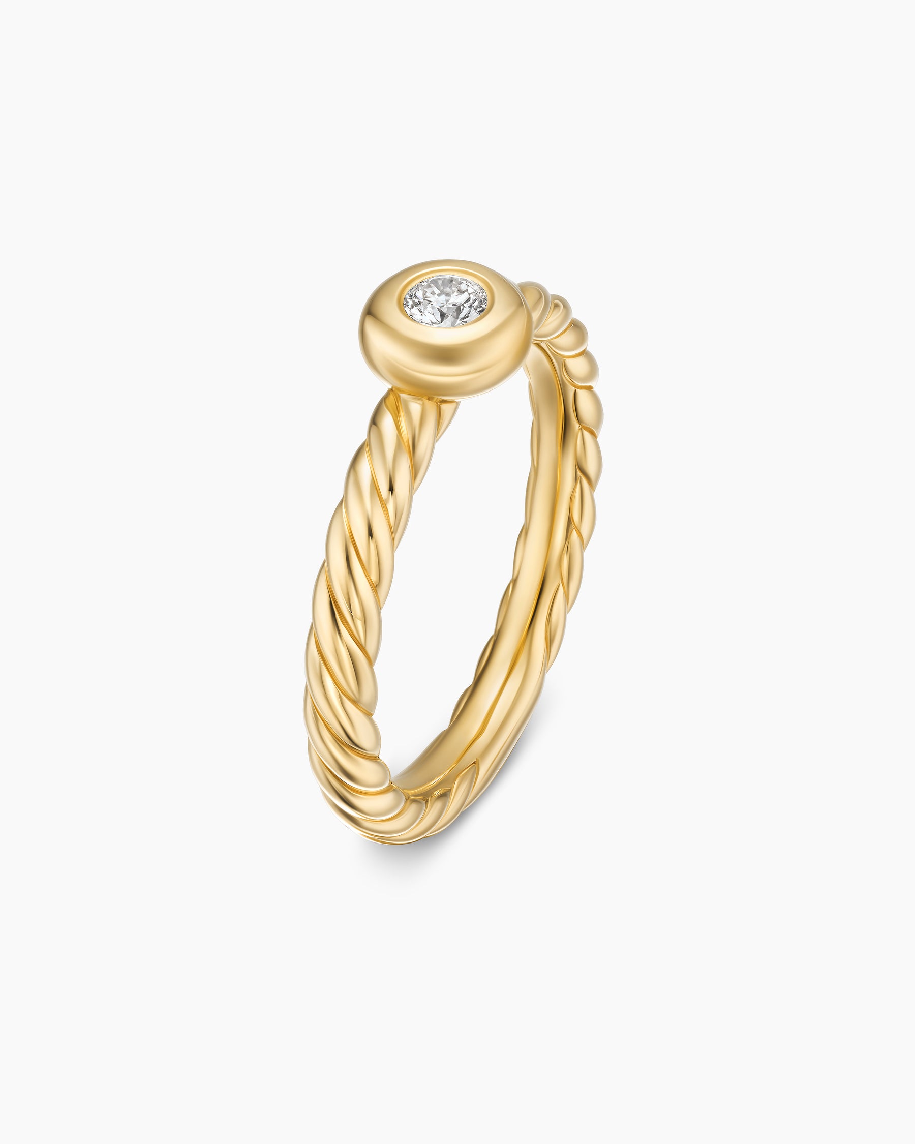 Petite Cable Ring in 18K Yellow Gold with Center Diamond, 2.8mm - Image 3
