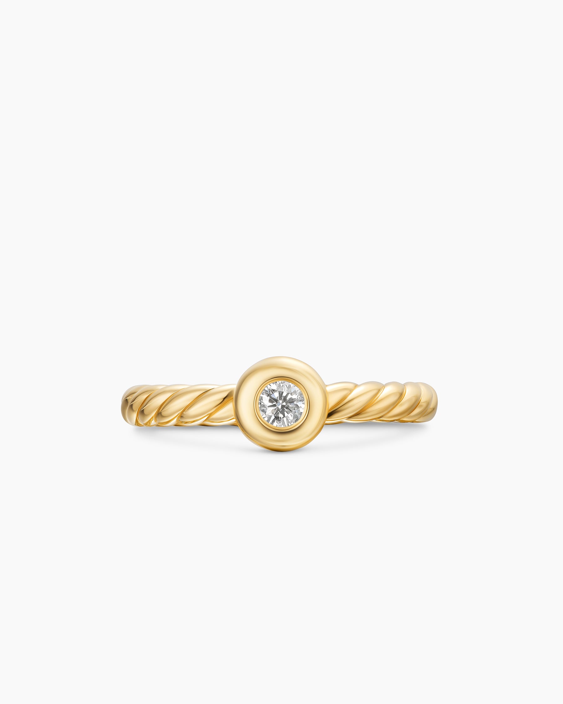 Petite Cable Ring in 18K Yellow Gold with Center Diamond, 2.8mm - Image 4