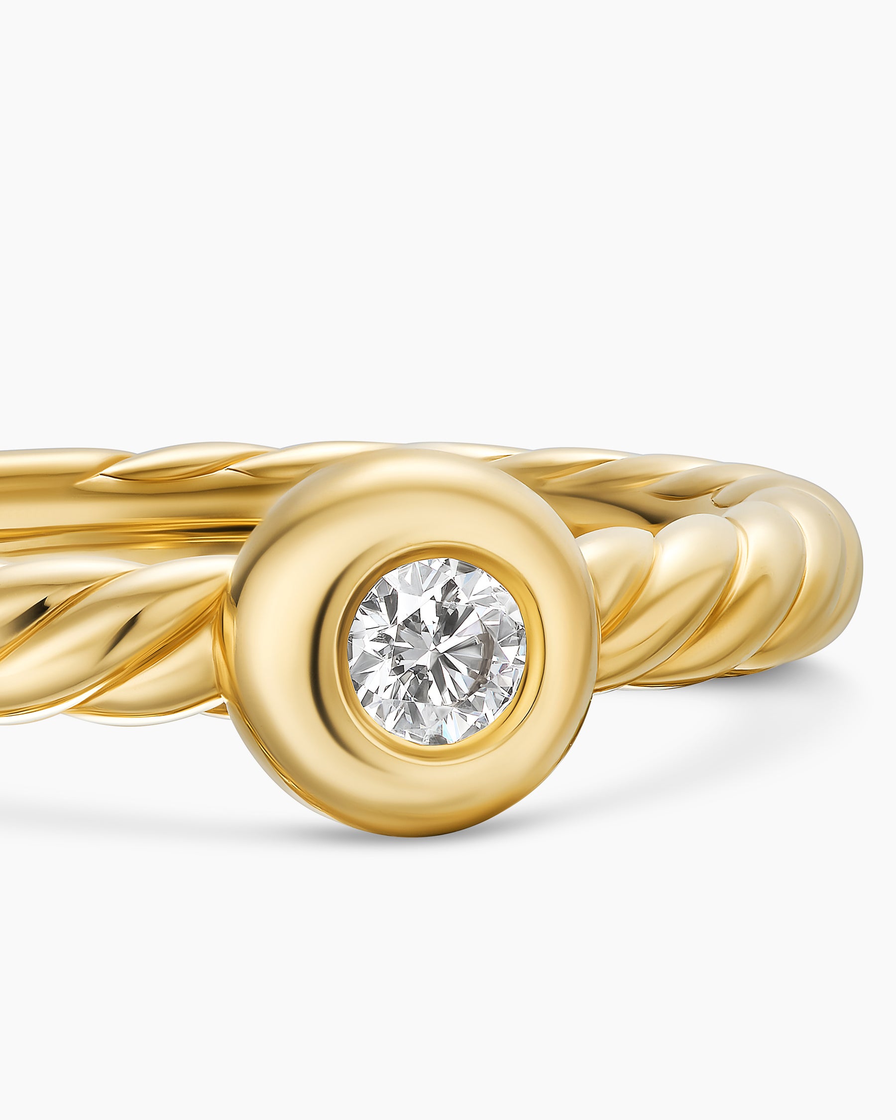 Petite Cable Ring in 18K Yellow Gold with Center Diamond, 2.8mm - Image 5