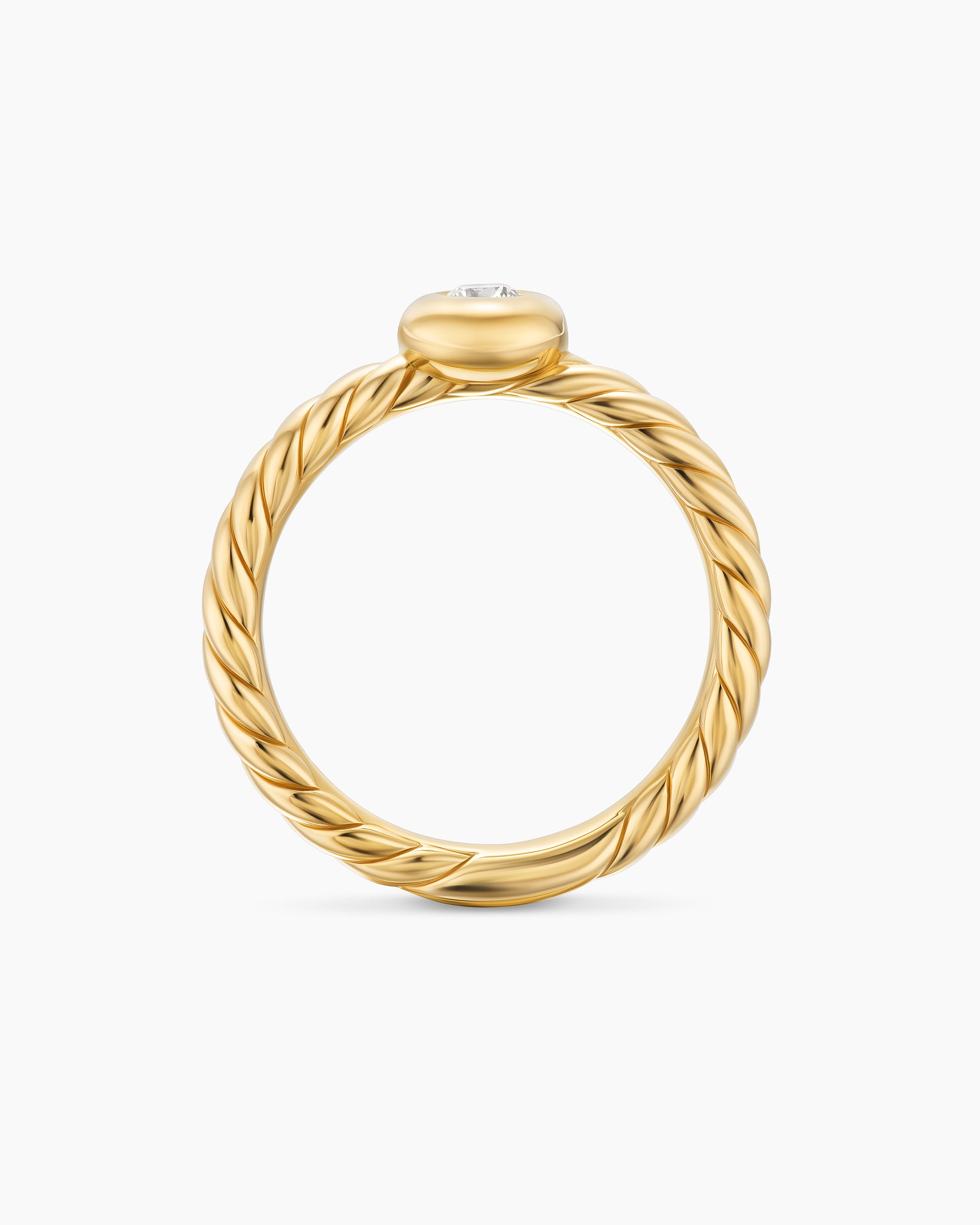 Petite Cable Ring in 18K Yellow Gold with Center Diamond, 2.8mm - Image 7