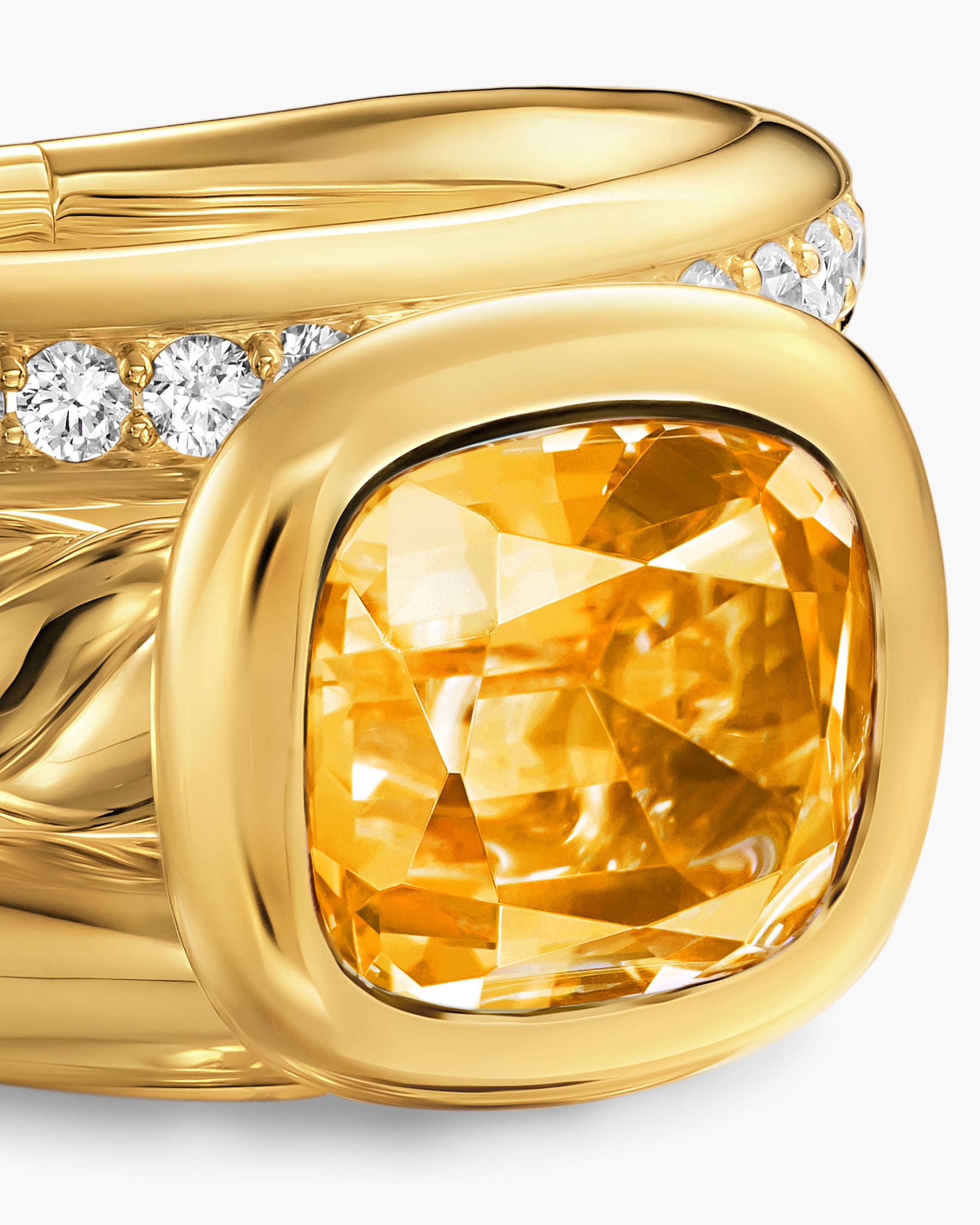 DY Mercer Color Three Row Stone Ring in 18K Yellow Gold with Citrine and Diamonds, 12mm - Image 5