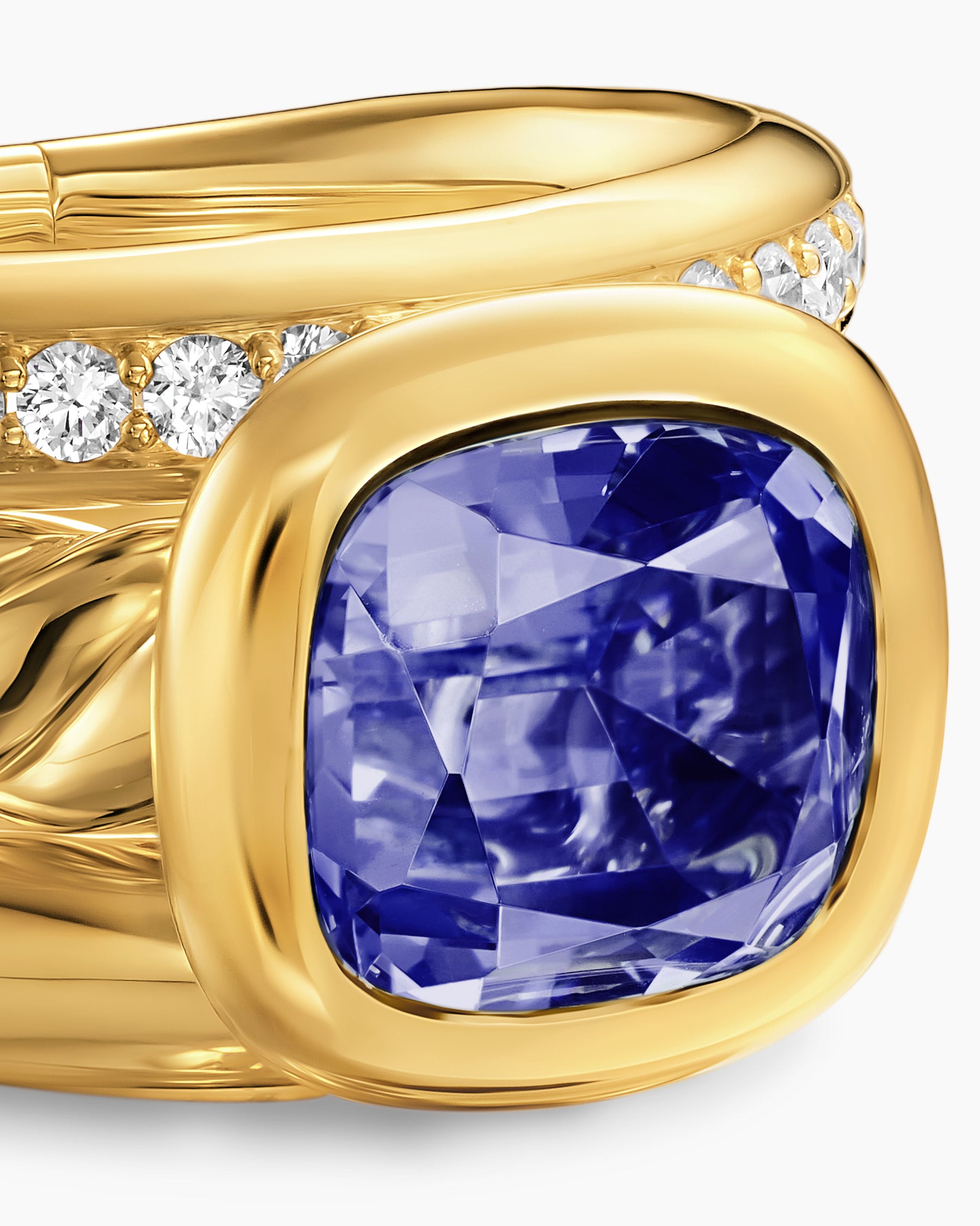 DY Mercer Color Three Row Stone Ring in 18K Yellow Gold with Iolite and Diamonds, 12mm - Image 5