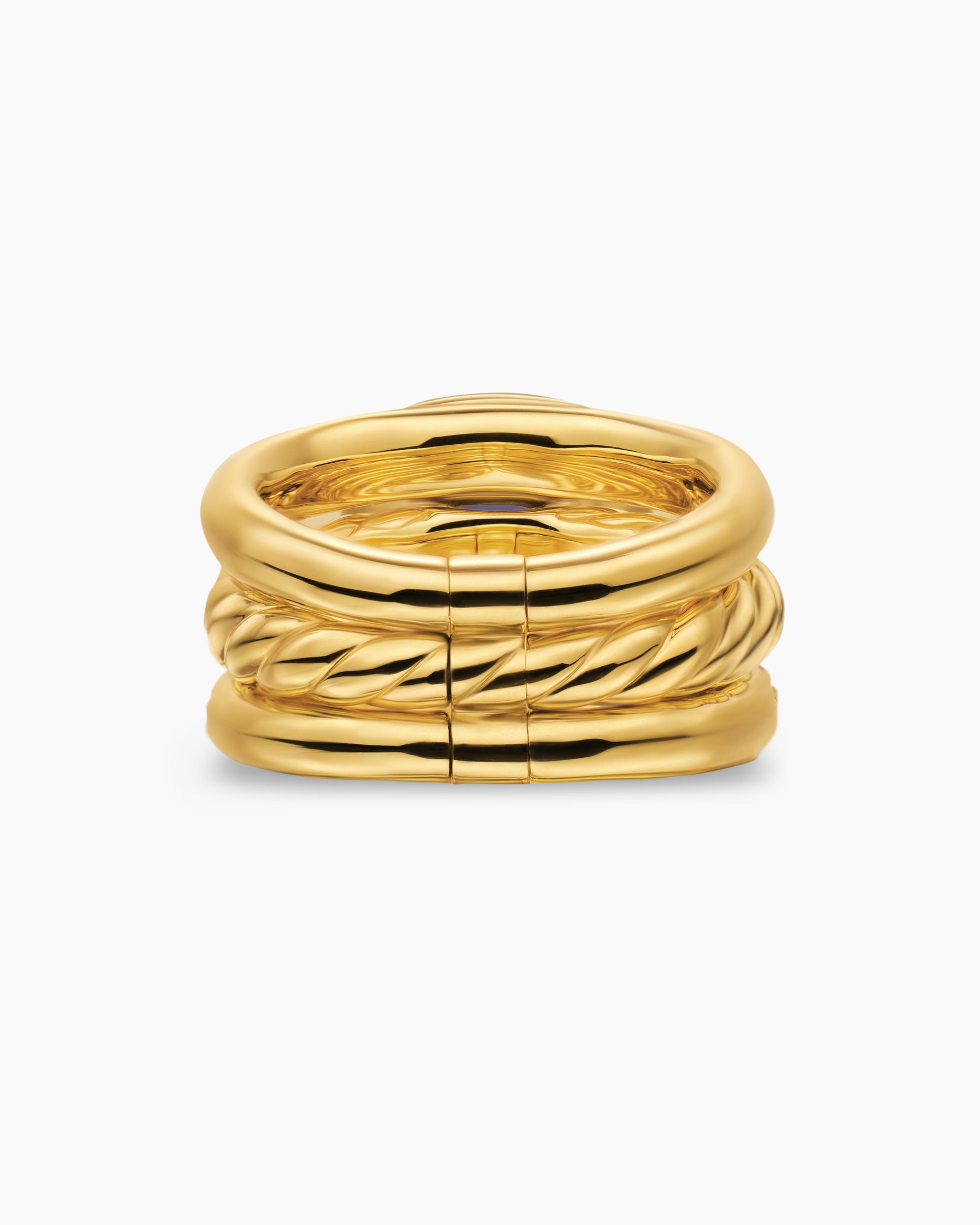 DY Mercer Color Three Row Stone Ring in 18K Yellow Gold with Iolite and Diamonds, 12mm - Image 6