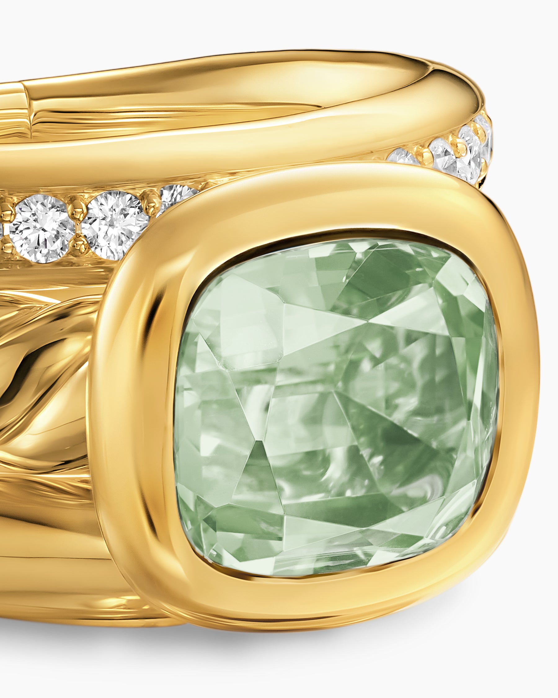 DY Mercer Color Three Row Stone Ring in 18K Yellow Gold with Prasiolite and Diamonds, 12mm - Image 5