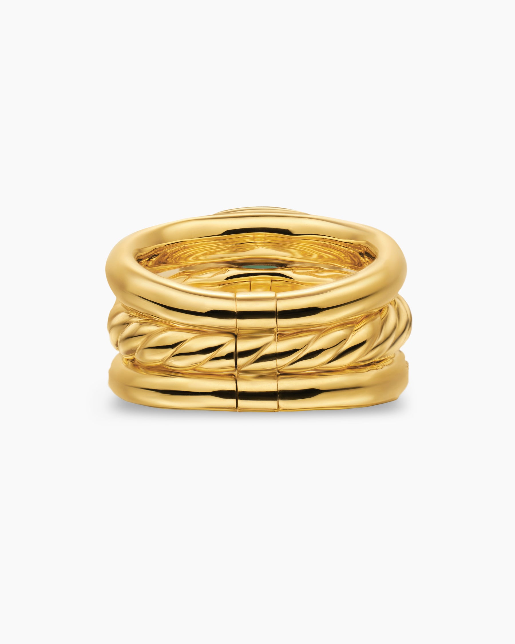 DY Mercer Color Three Row Stone Ring in 18K Yellow Gold with Prasiolite and Diamonds, 12mm - Image 6