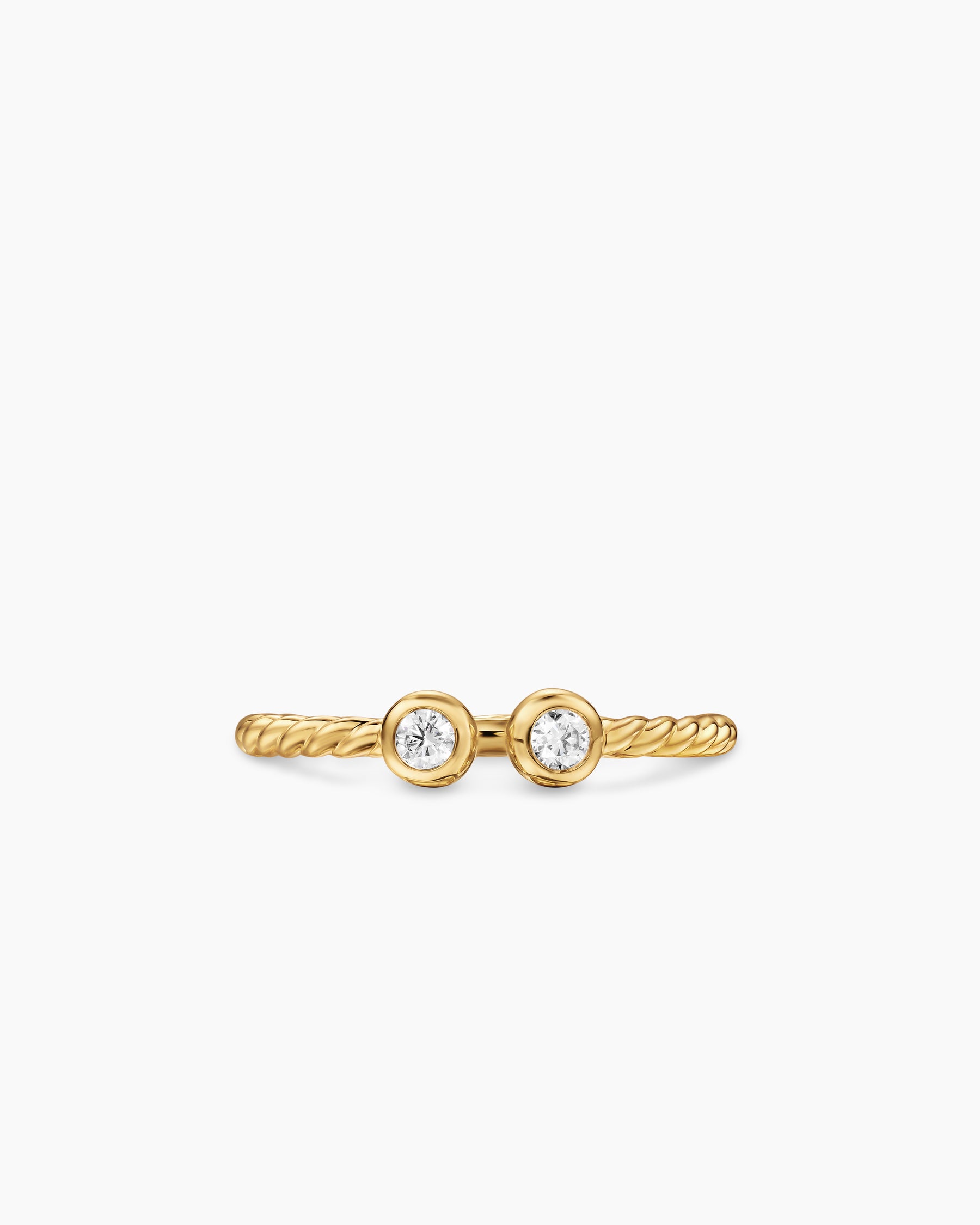 Cable Open Round Ring in 18K Yellow Gold with Diamonds, 1.7mm - Image 4