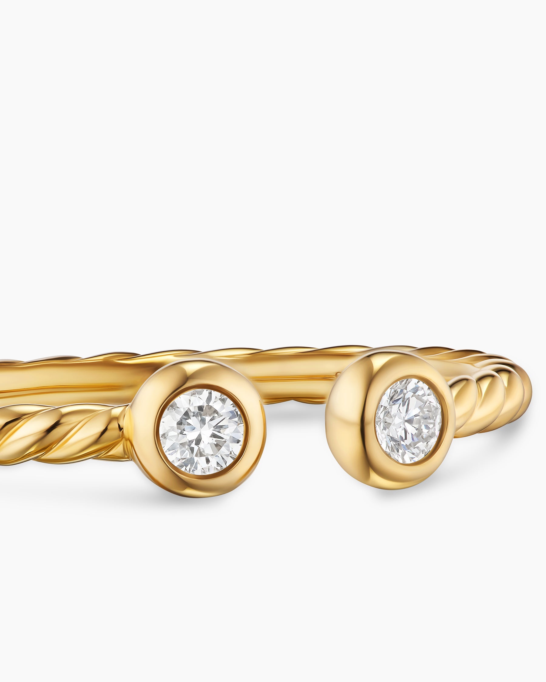 Cable Open Round Ring in 18K Yellow Gold with Diamonds, 1.7mm - Image 5