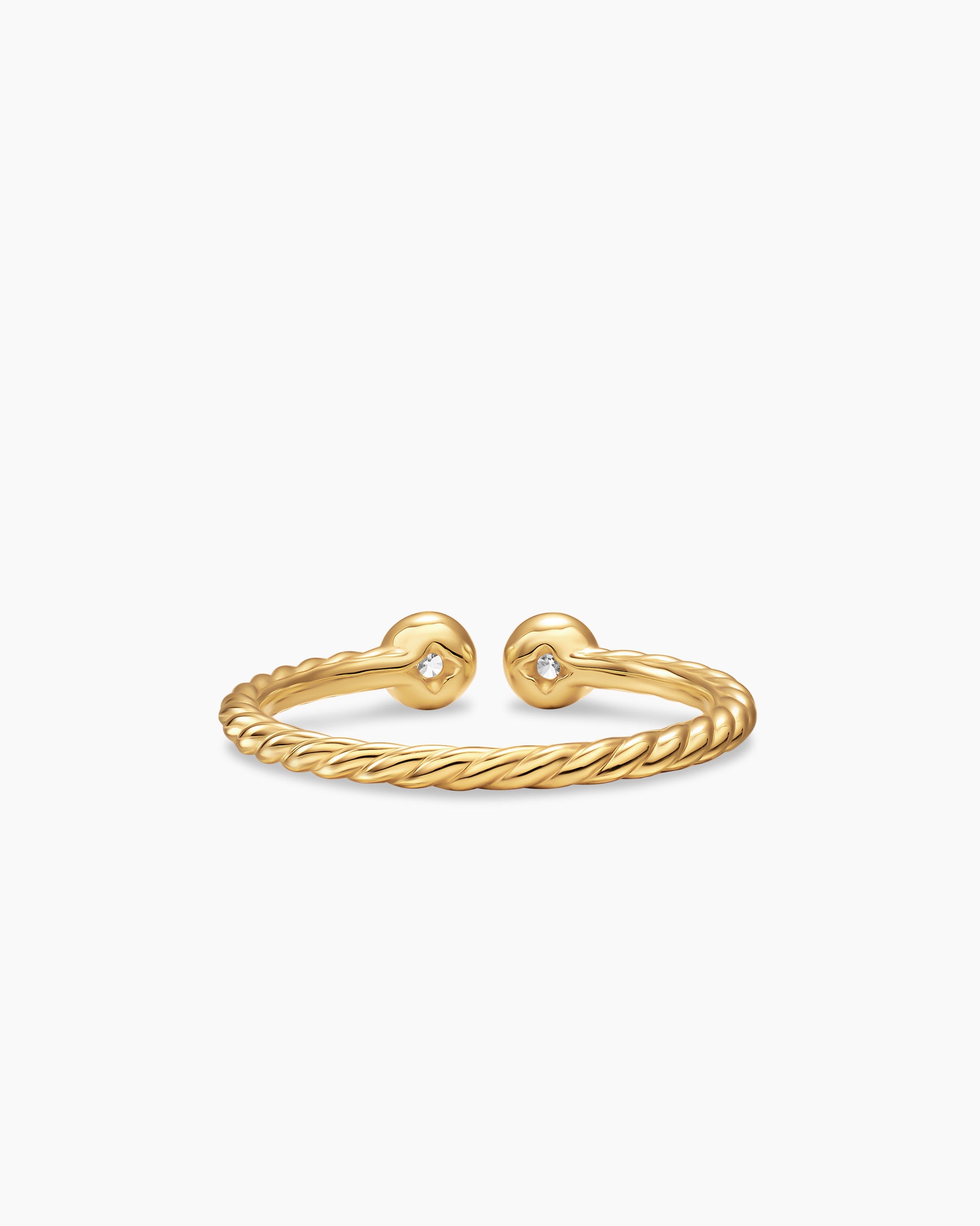 Cable Open Round Ring in 18K Yellow Gold with Diamonds, 1.7mm - Image 6