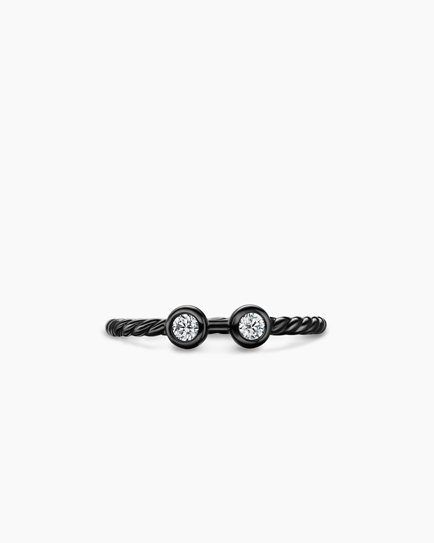 Cable Open Round Ring in Black Titanium with Diamonds, 1.7mm - Image 4