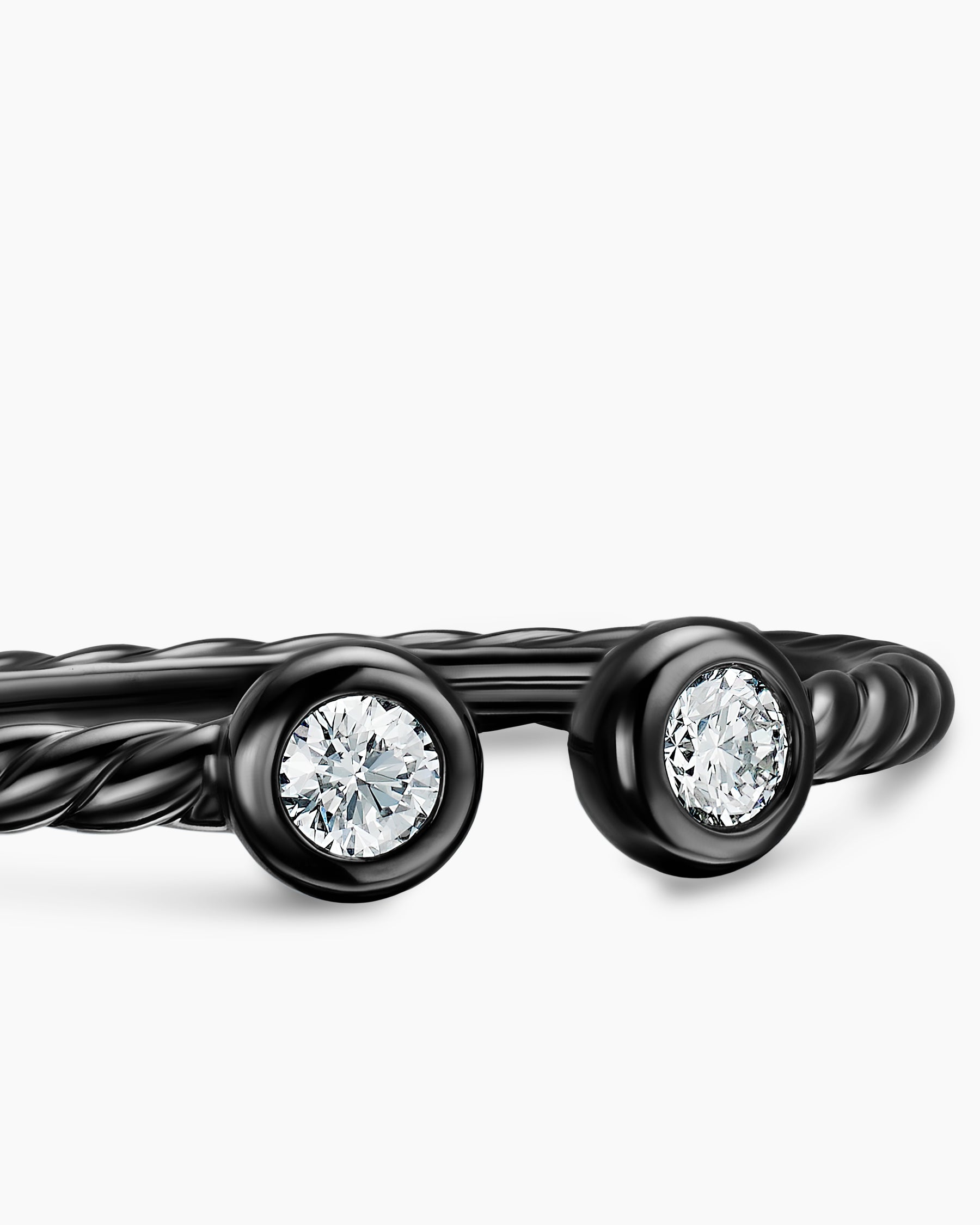 Cable Open Round Ring in Black Titanium with Diamonds, 1.7mm - Image 5