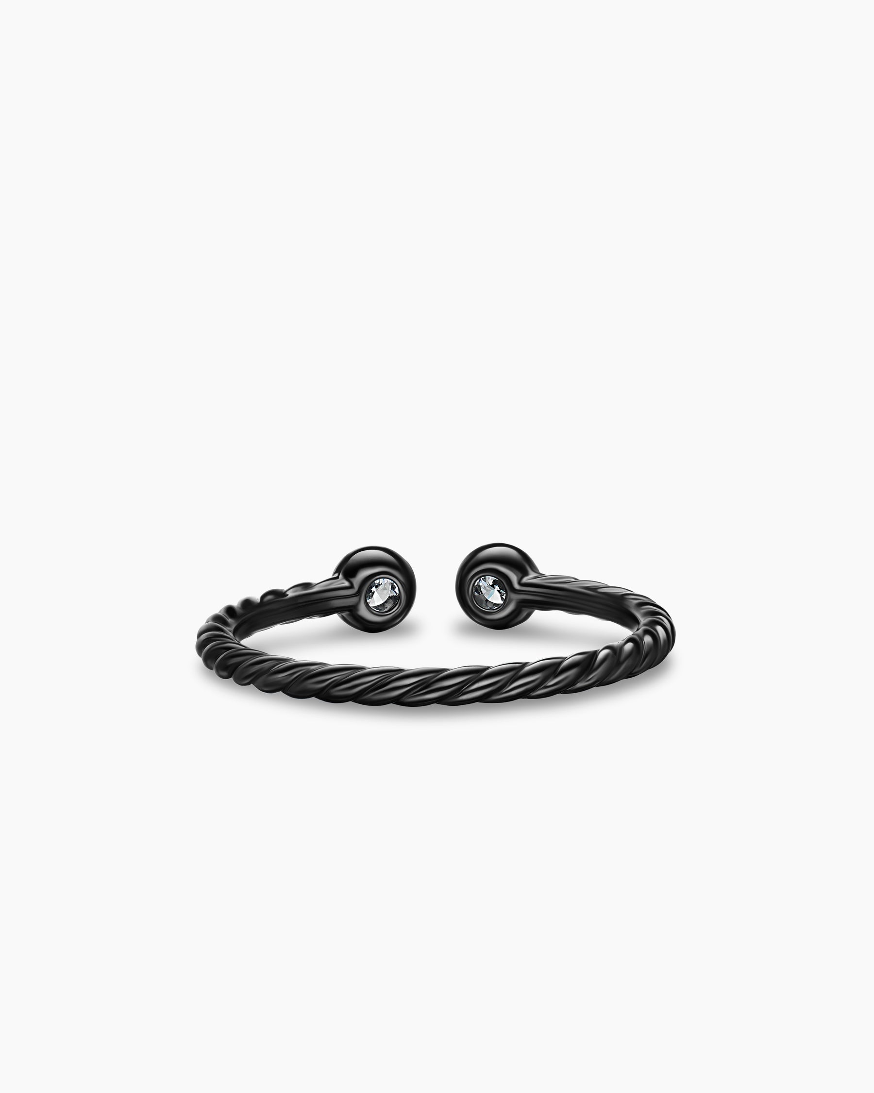 Cable Open Round Ring in Black Titanium with Diamonds, 1.7mm - Image 6