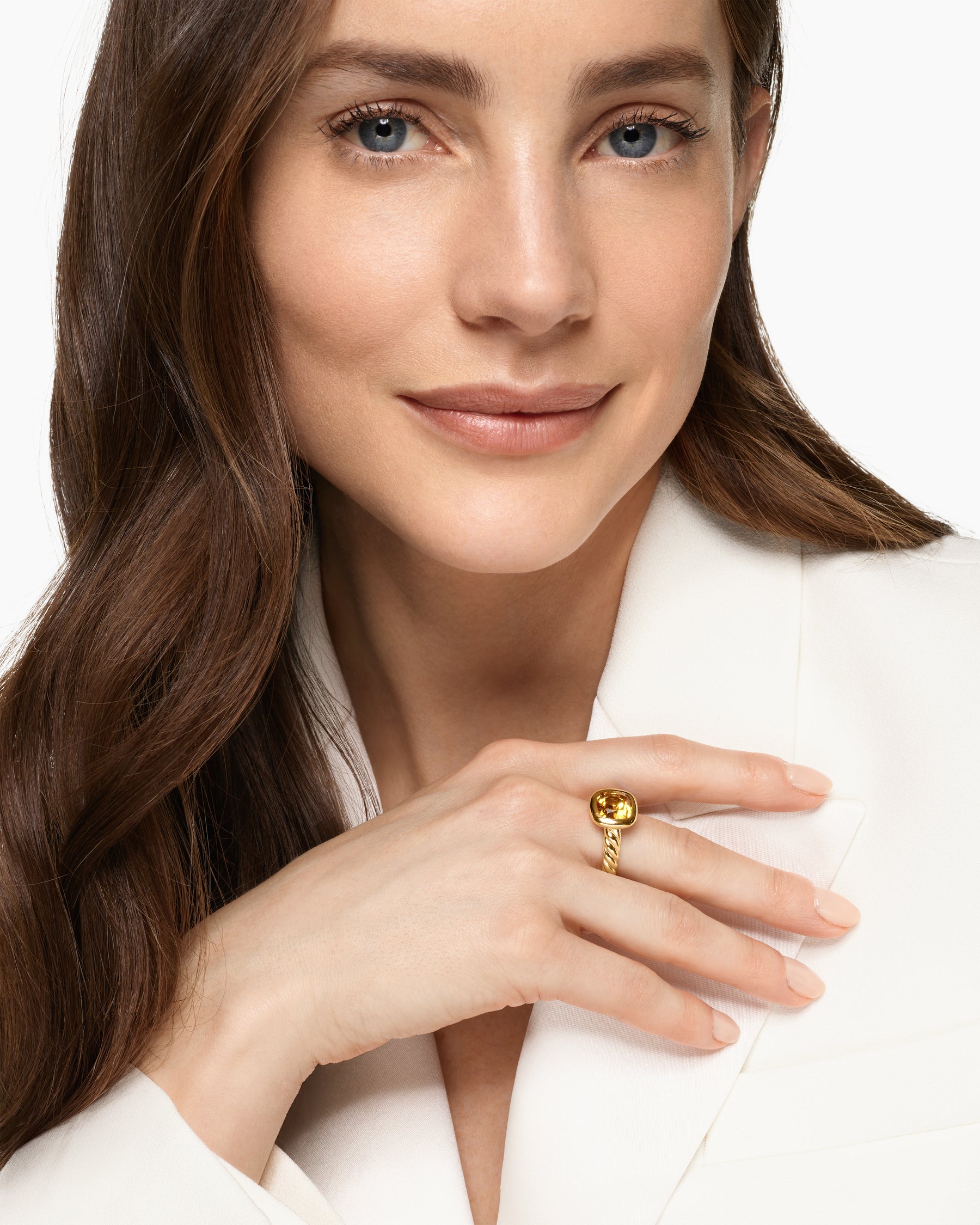 Alternative view of DY Mercer Color Stone Ring in 18K Yellow Gold with Citrine, 10mm