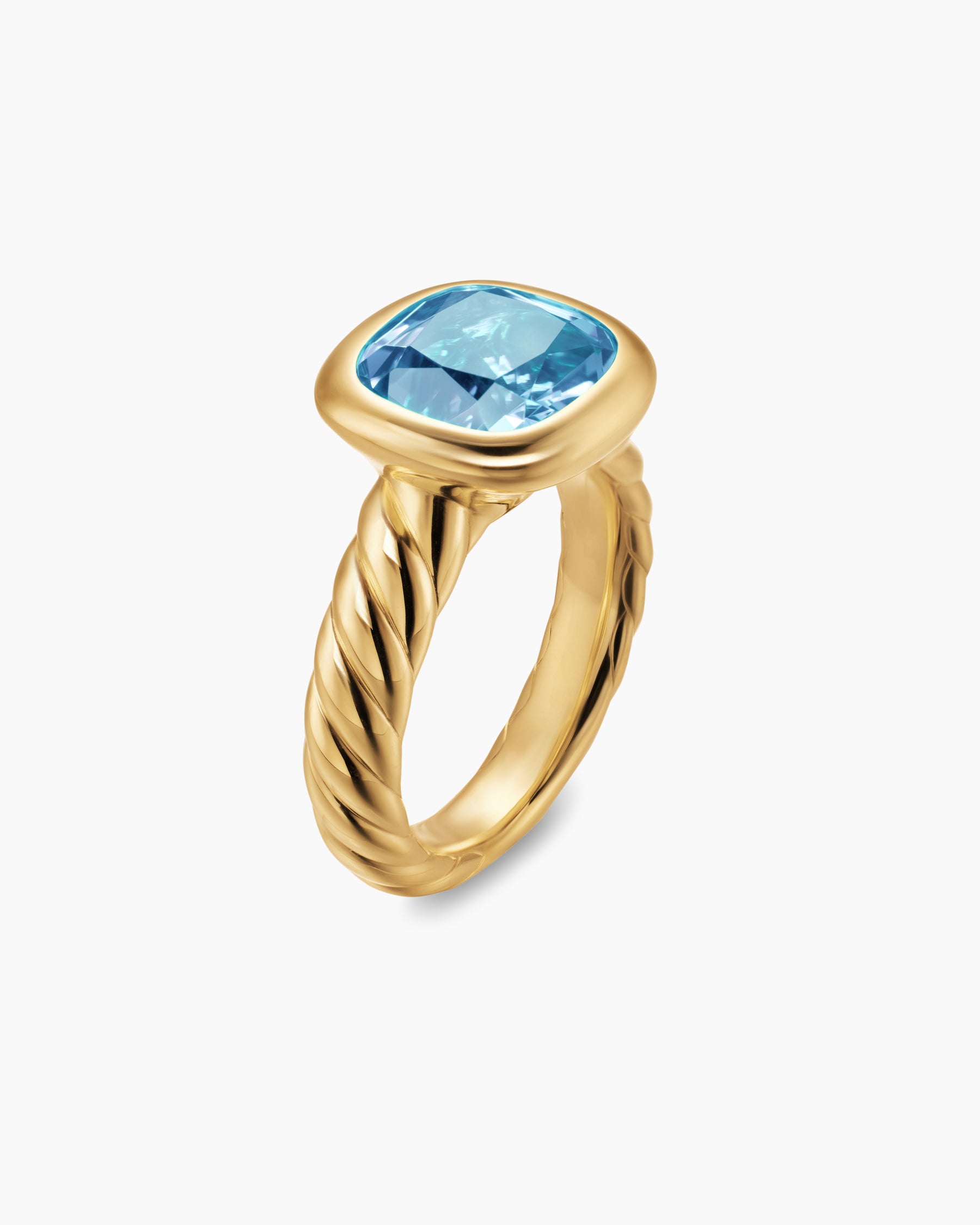 DY Mercer Color Stone Ring in 18K Yellow Gold with Sky Blue Topaz, 10mm - Image 3