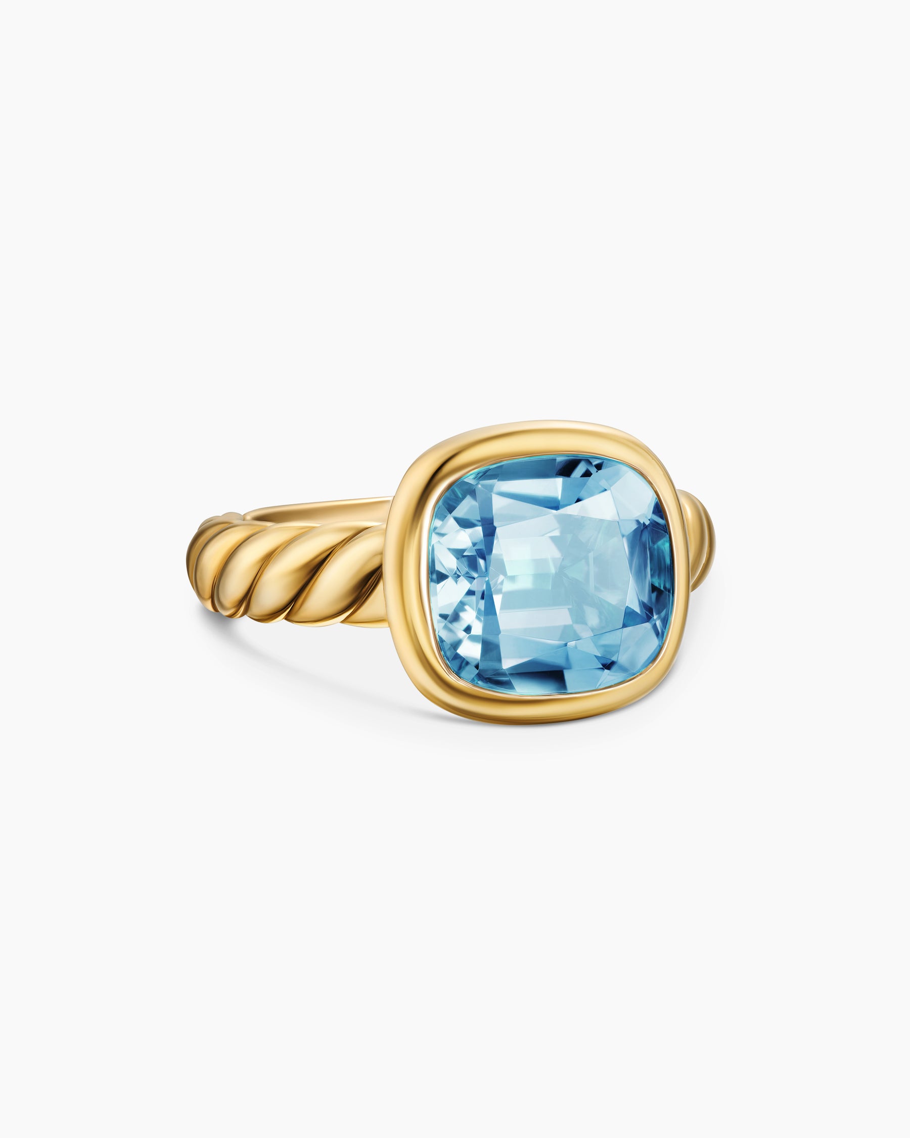 DY Mercer Color Stone Ring in 18K Yellow Gold with Sky Blue Topaz, 10mm