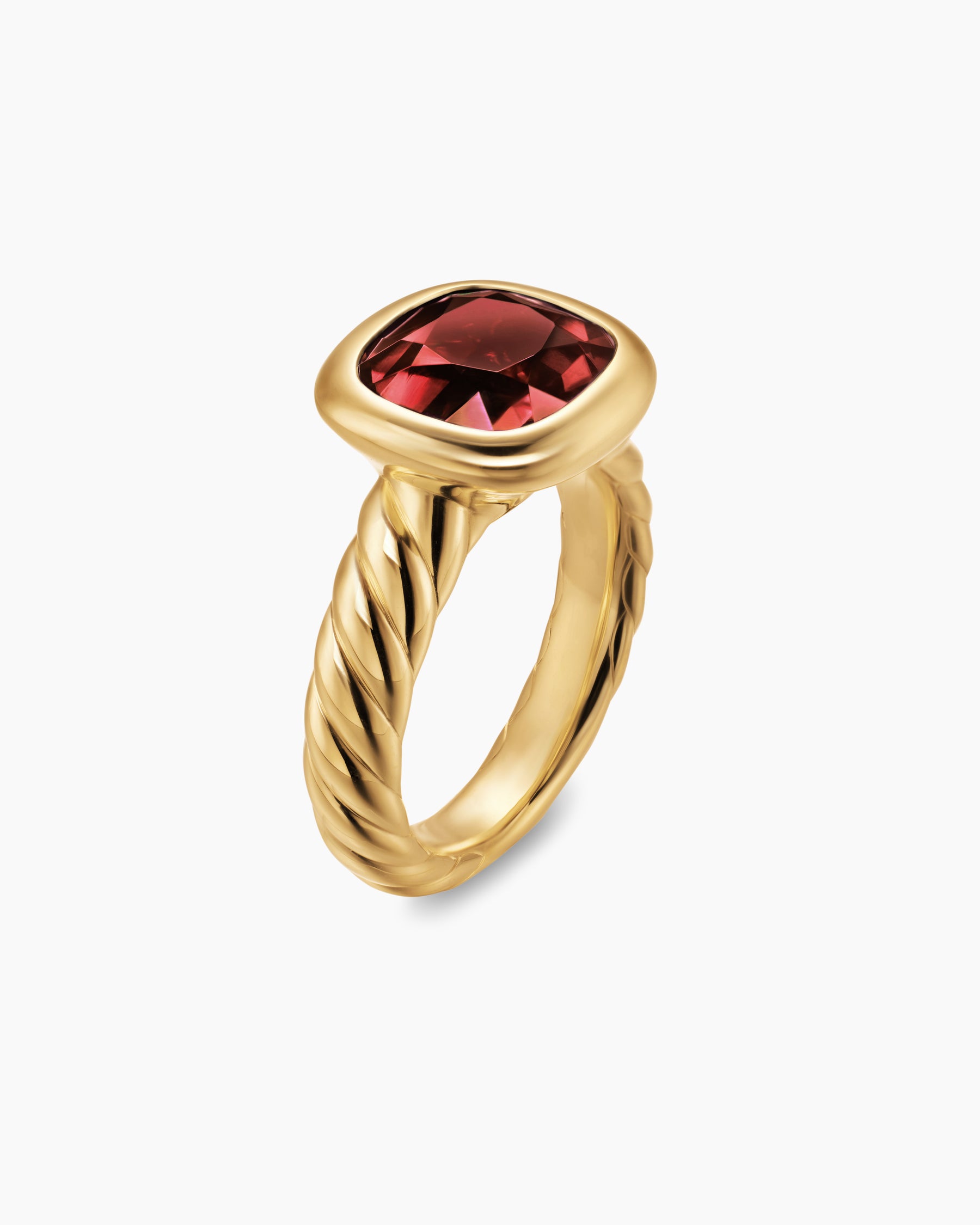Alternative view of DY Mercer Color Stone Ring in 18K Yellow Gold with Rhodolite Garnet, 10mm